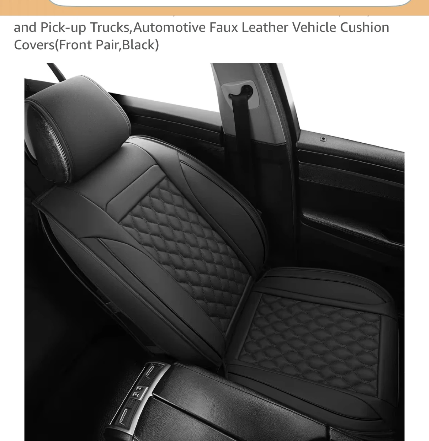 Automotive Faux Leather Car Seat Covers (Front Pair, Black) - photo 2