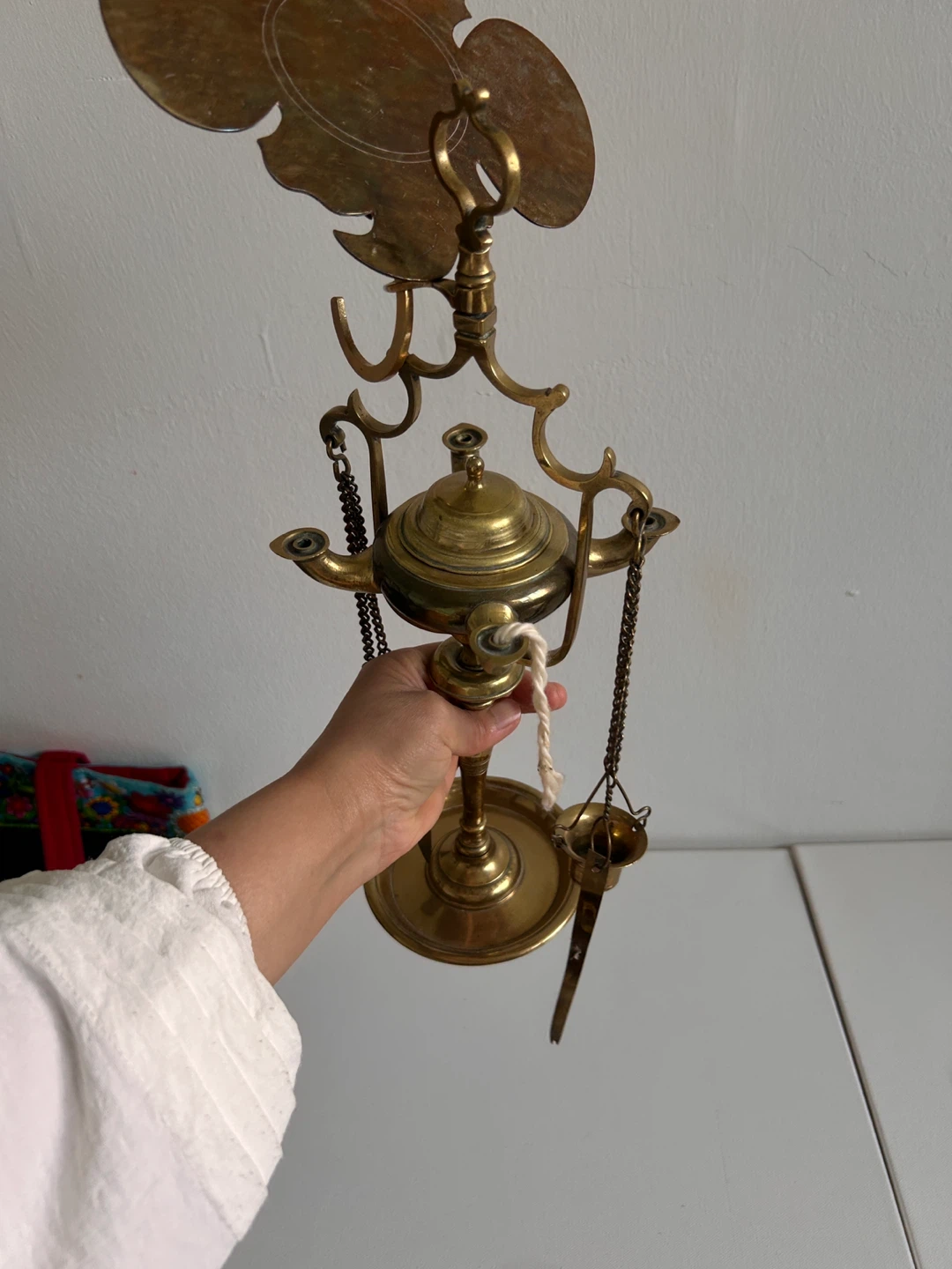 Antique Brass Oil Lamp with Accessories - photo 4