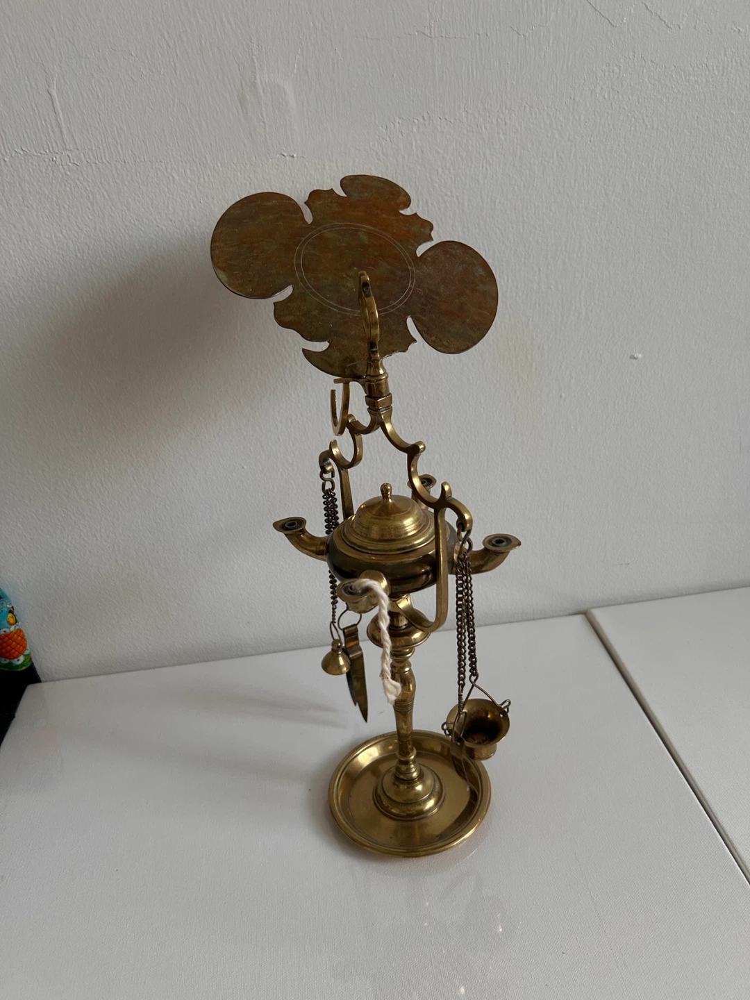 Antique Brass Oil Lamp with Accessories - photo 5