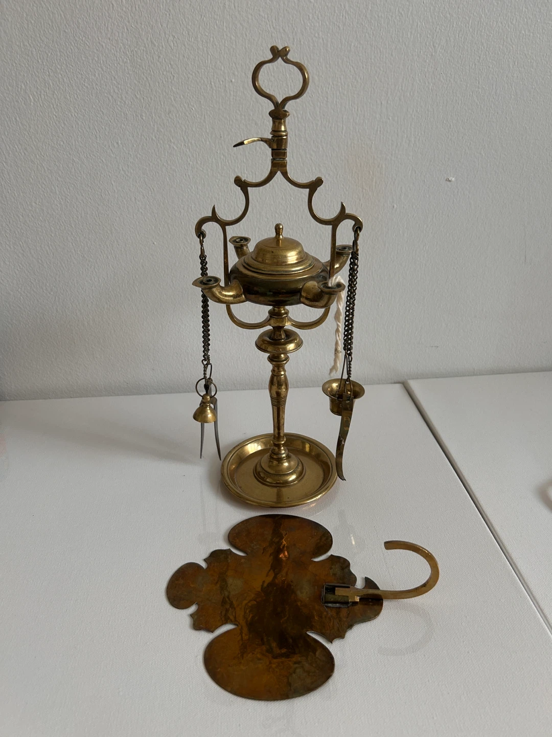 Antique Brass Oil Lamp with Accessories - photo 3