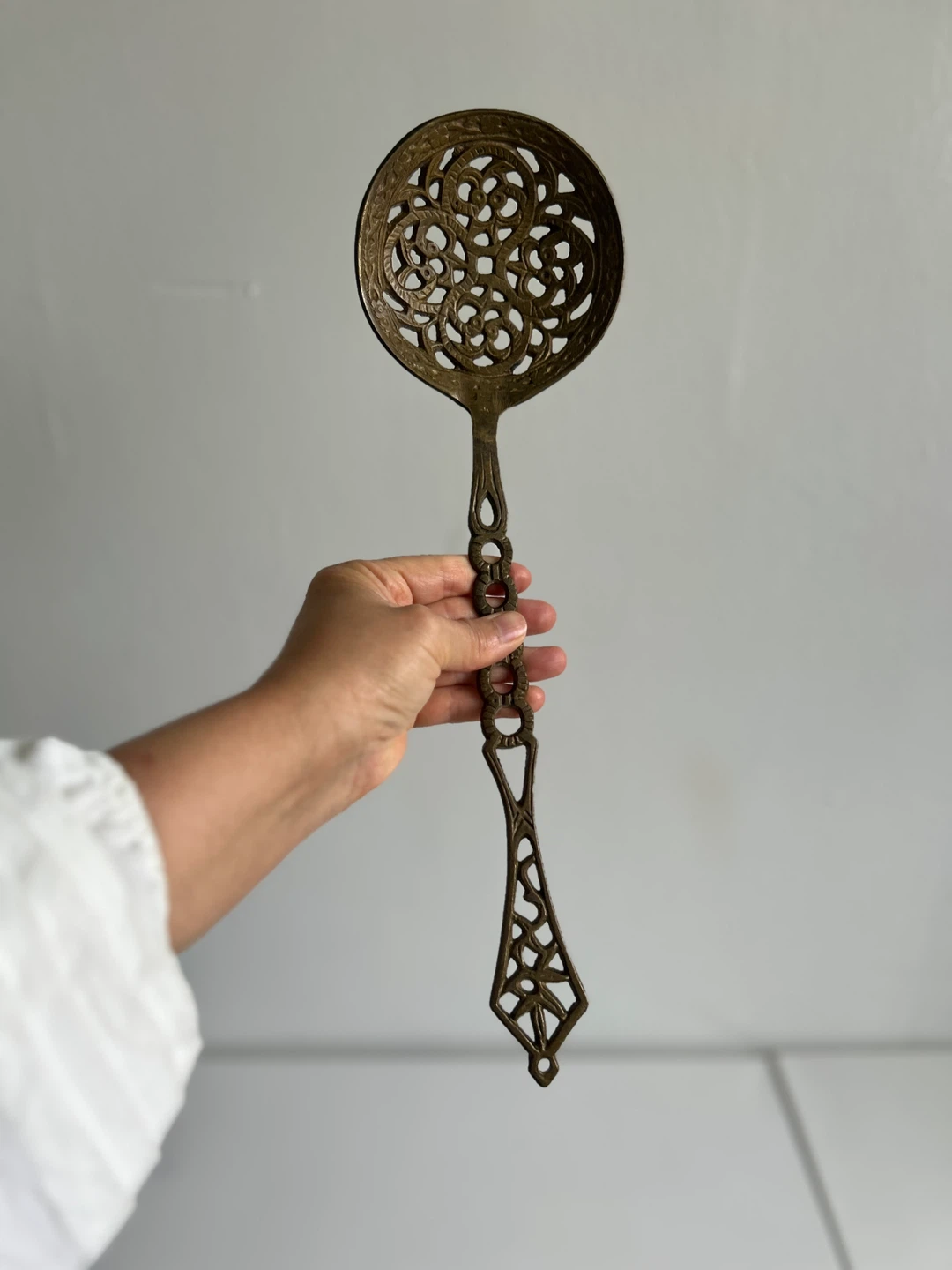 Antique Ornate Metal Spoon Strainer