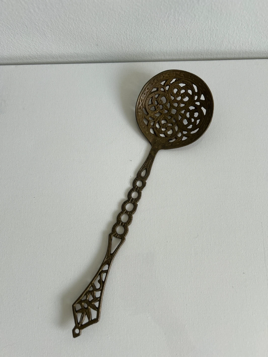 Antique Ornate Metal Spoon Strainer - photo 2