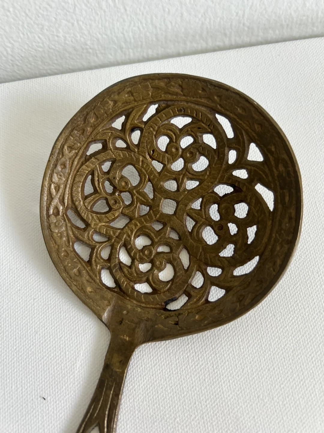 Antique Ornate Metal Spoon Strainer - photo 3