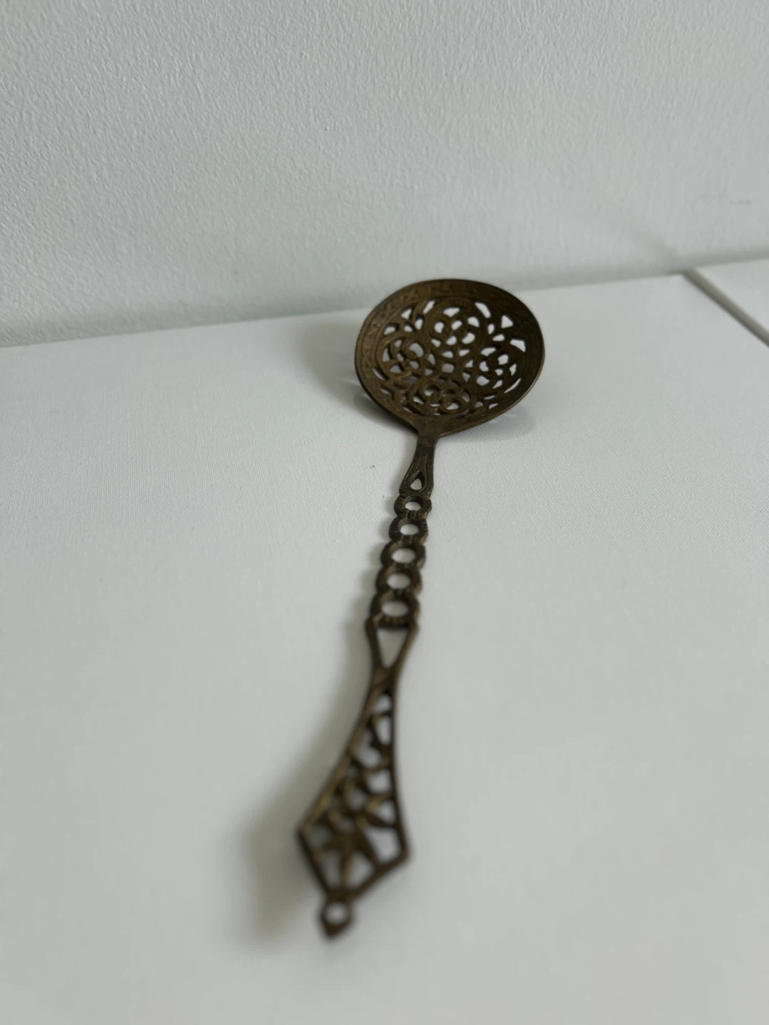 Antique Ornate Metal Spoon Strainer - photo 4