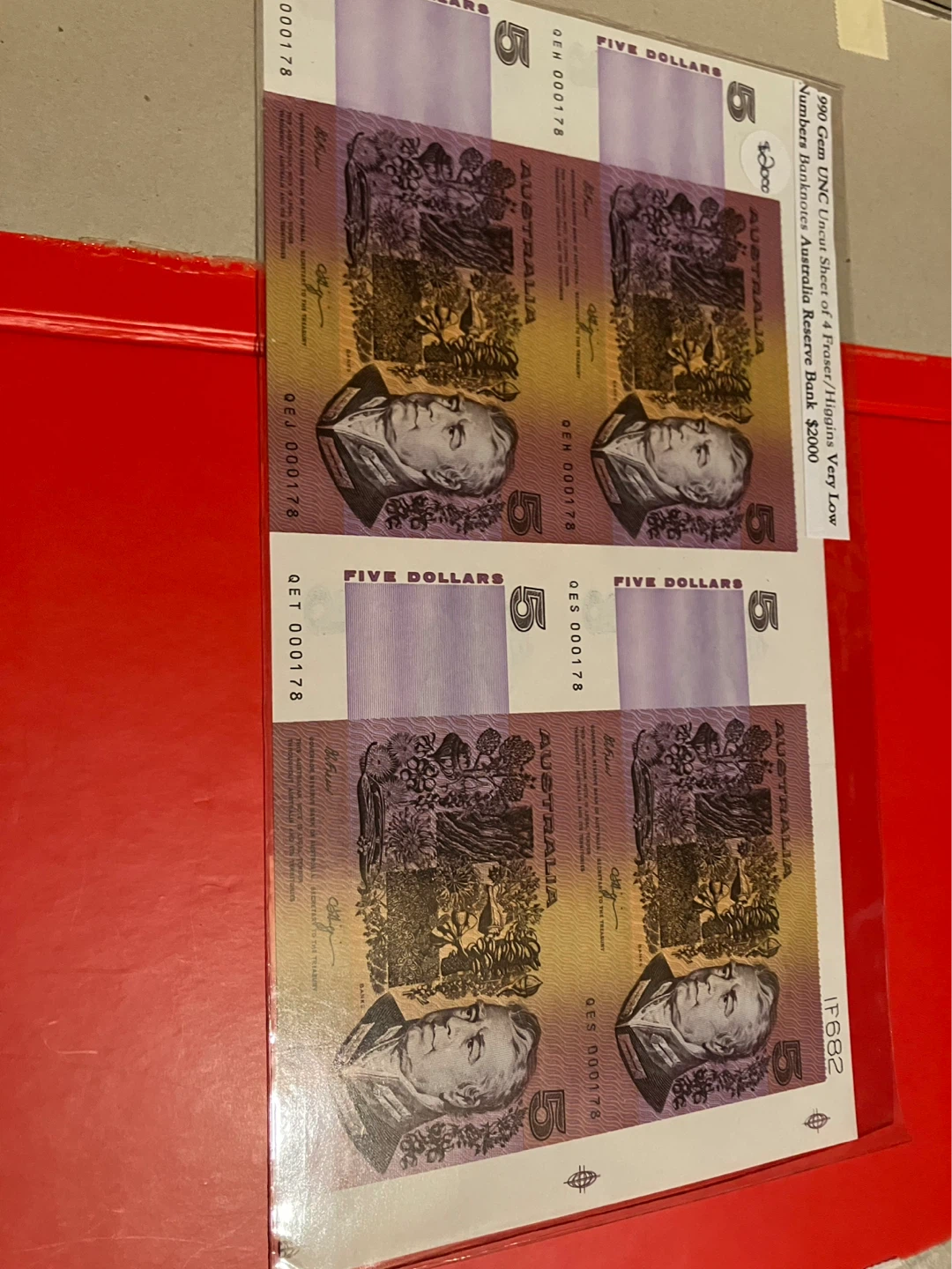 Australian 5 Dollar Banknote Sheet ⚽️