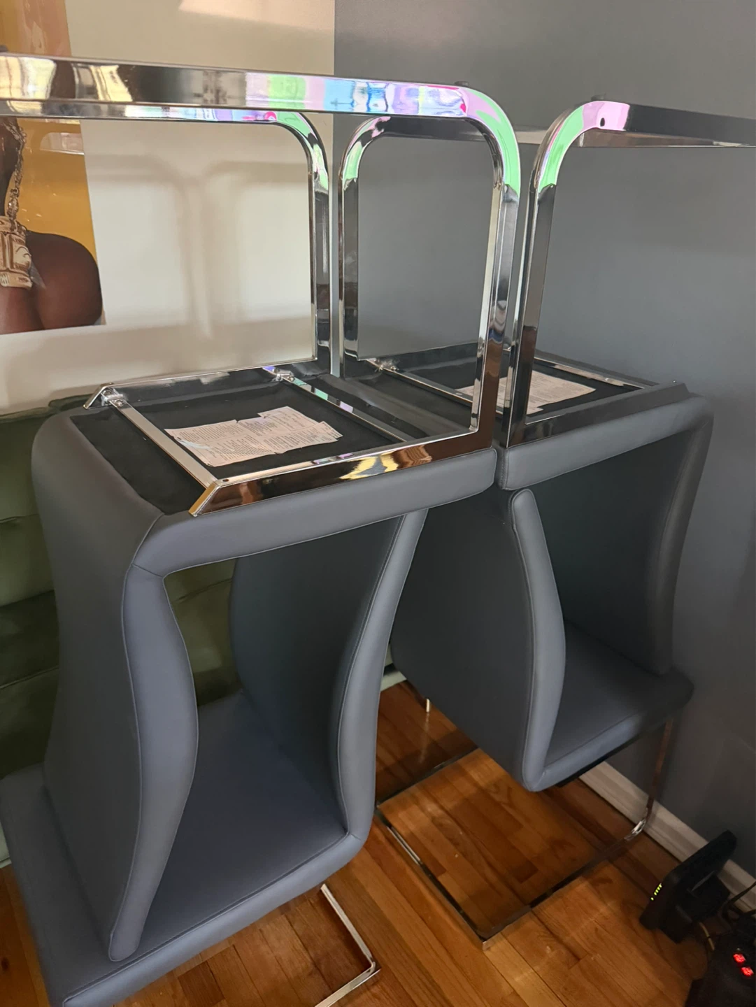 2 Set of 4 Gray Dining Chairs $200 each set - photo 3
