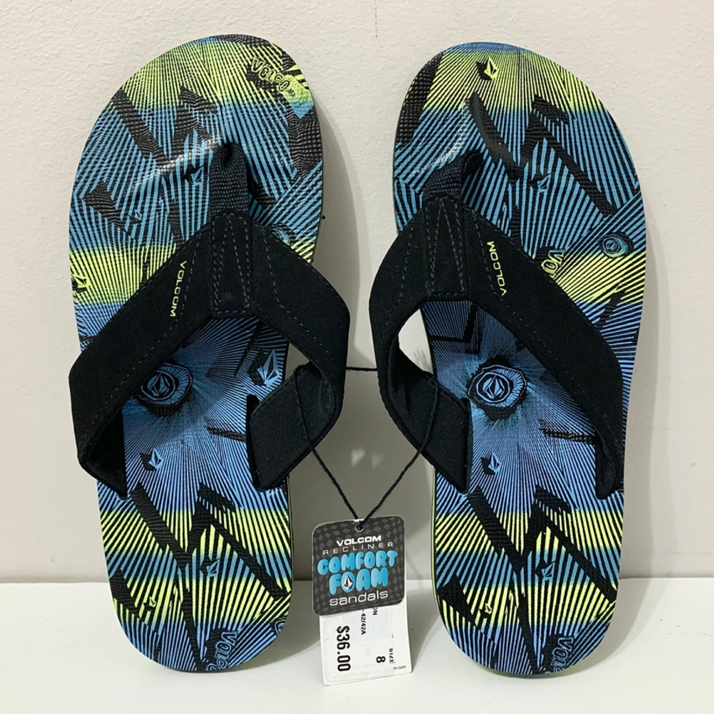 Volcom Victor Sandals Mens/boys Flip Flop Size 8 Shoes NEW