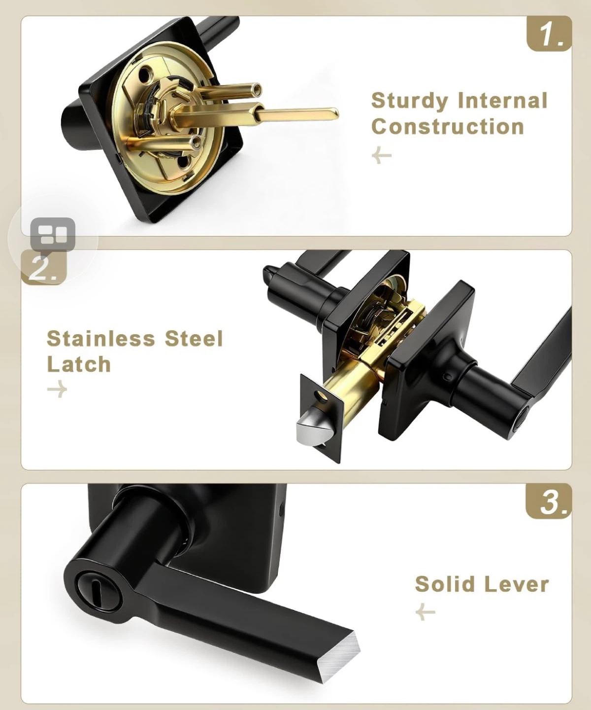 3 Pack Matte Black Door Handles - photo 4