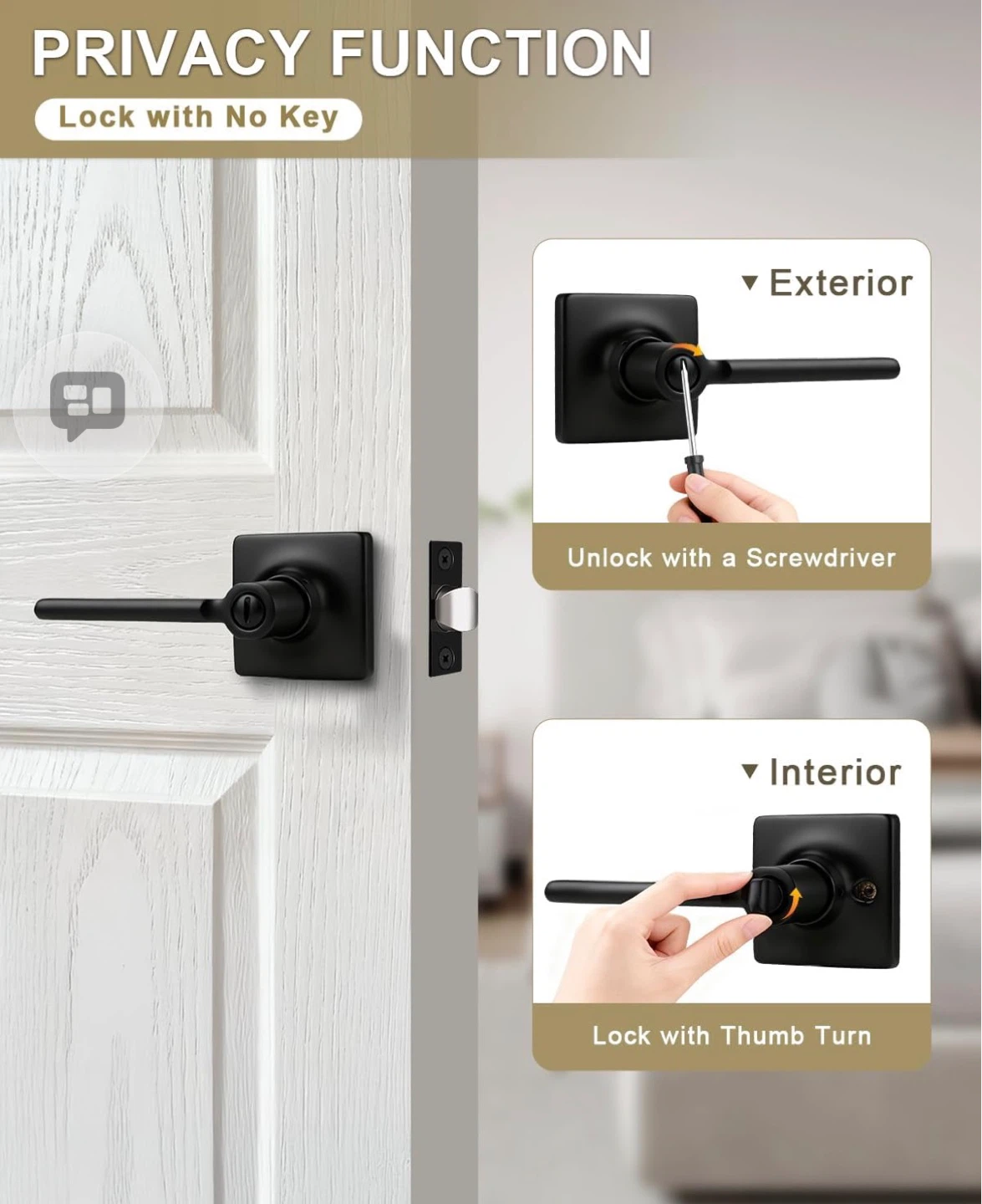 3 Pack Matte Black Door Handles - photo 3