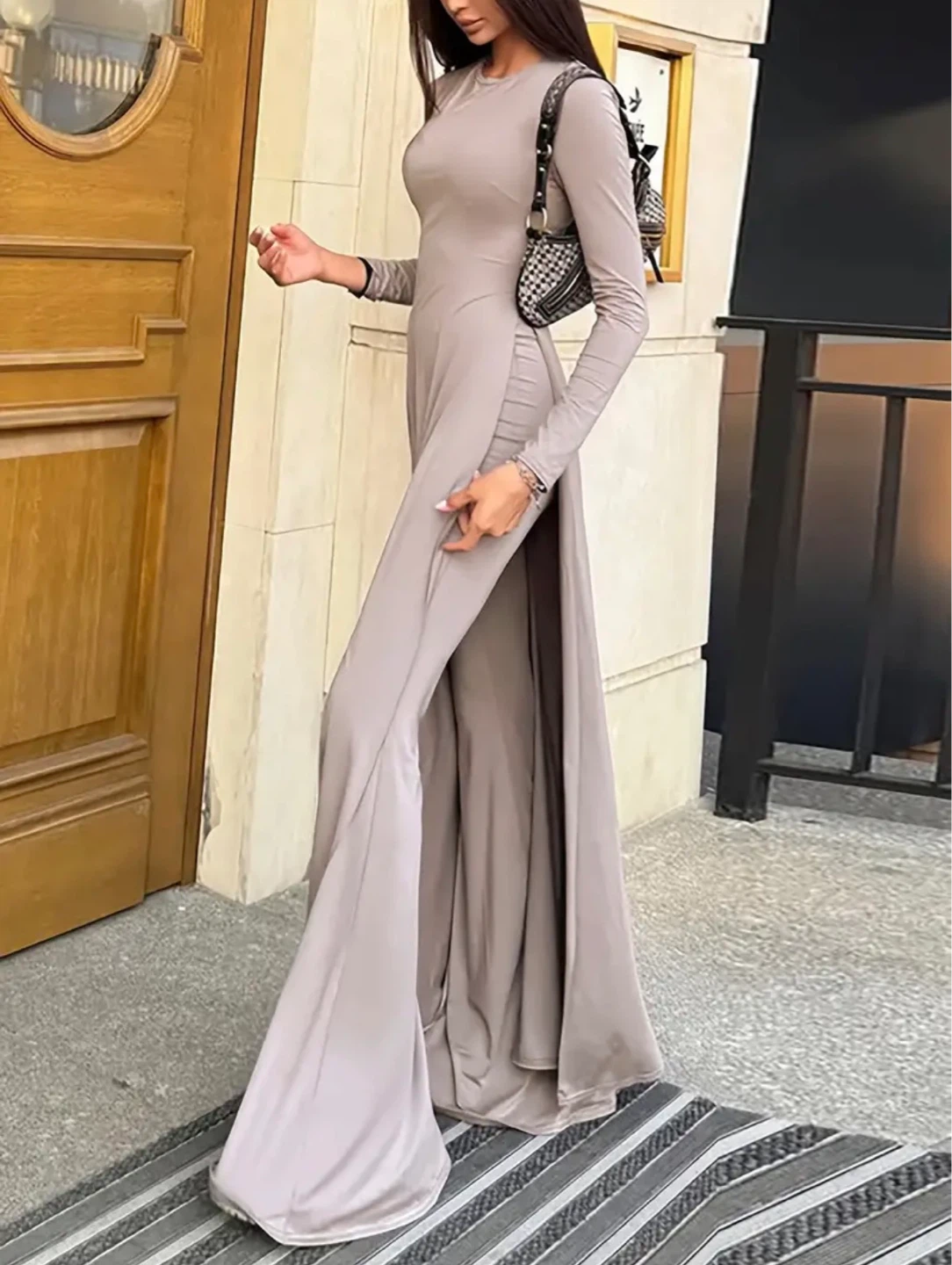 Long Sleeve Maxi Dress with Side Slits