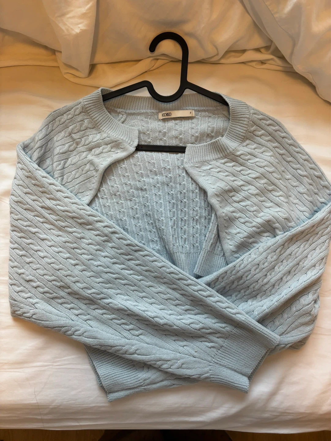 Light Blue Cable Knit Cardigan