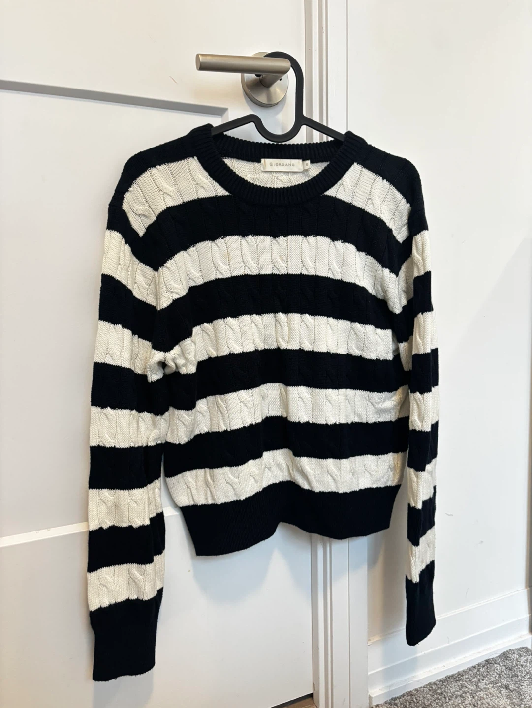 Giordano Striped Cable Knit Sweater