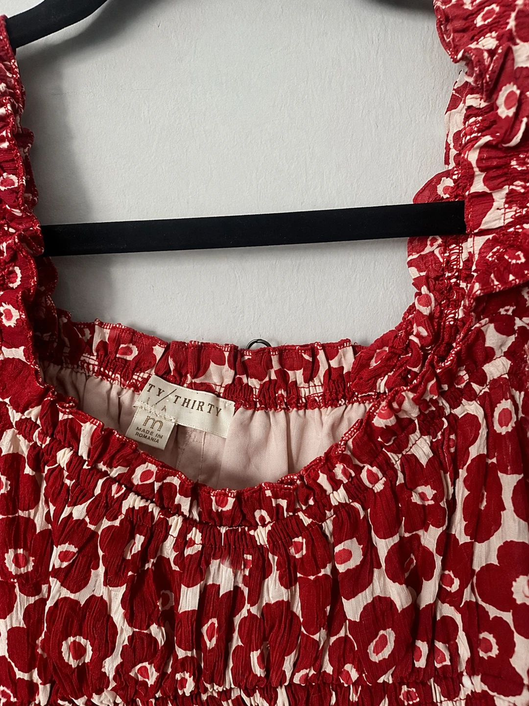Red Floral Smocked Tank Top - photo 4
