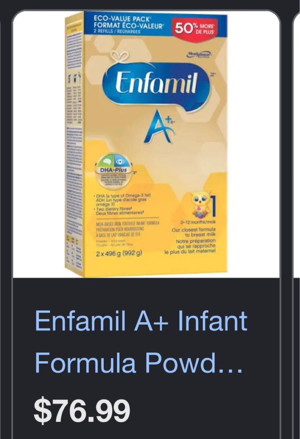 Enfamil A+ Infant Formula 2 x 496g