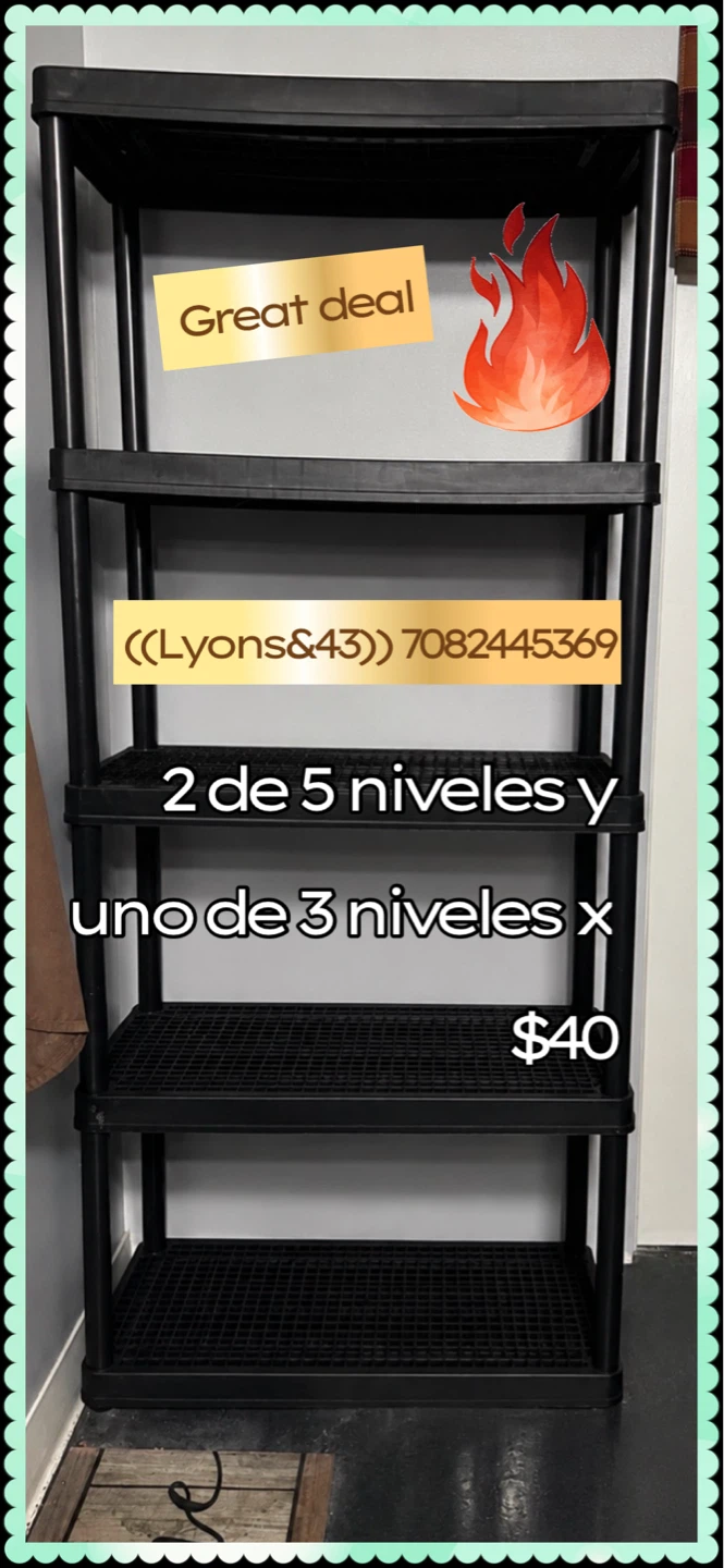 Black 5-Tier Storage Shelf(fridge) (Bed)(showlder bags)(table)