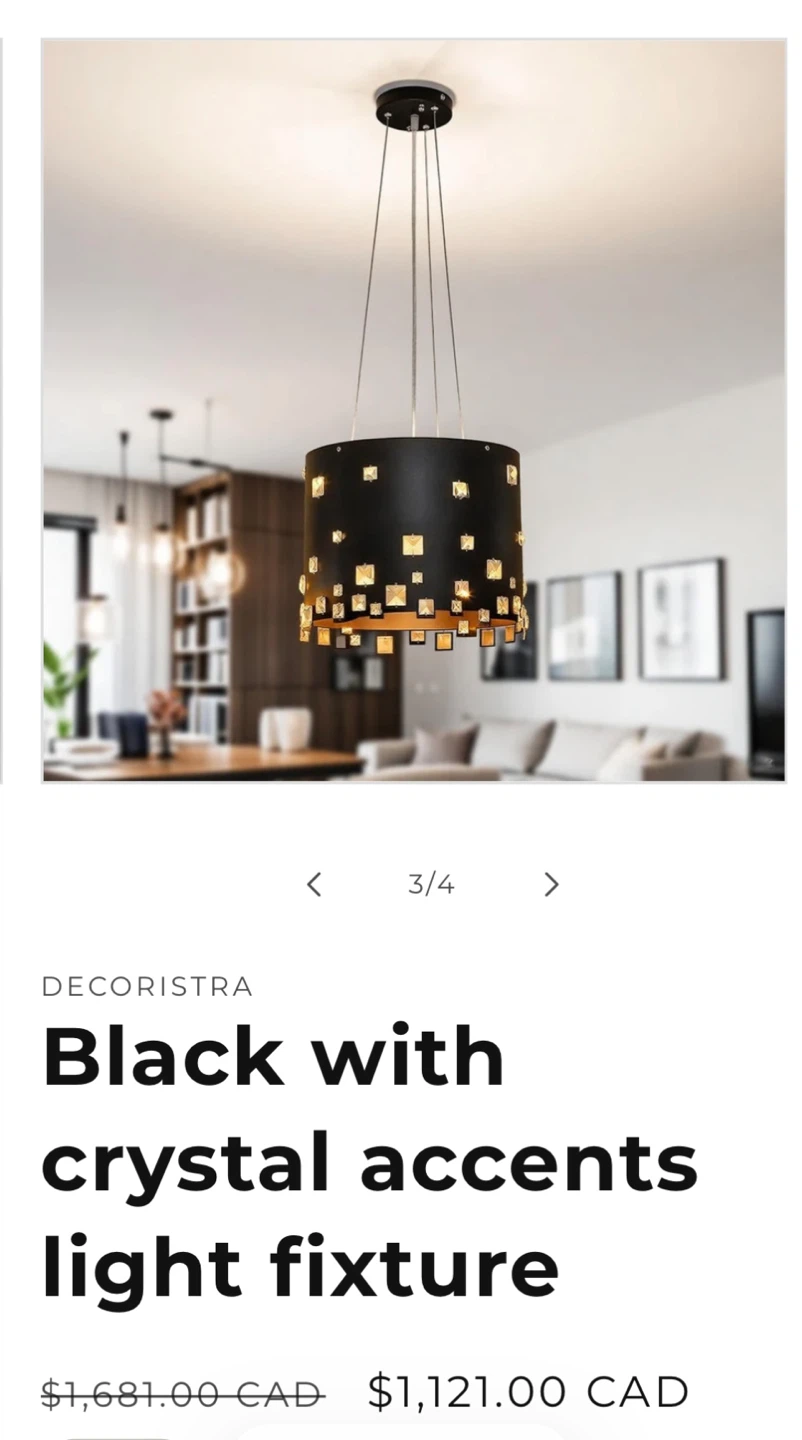 Decoristra Black Crystal Accent Light Fixture