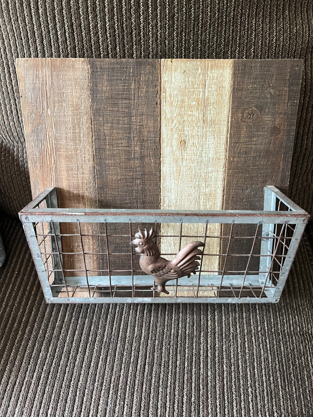 Farmhouse Style Metal Rooster Wall Basket ⚽️