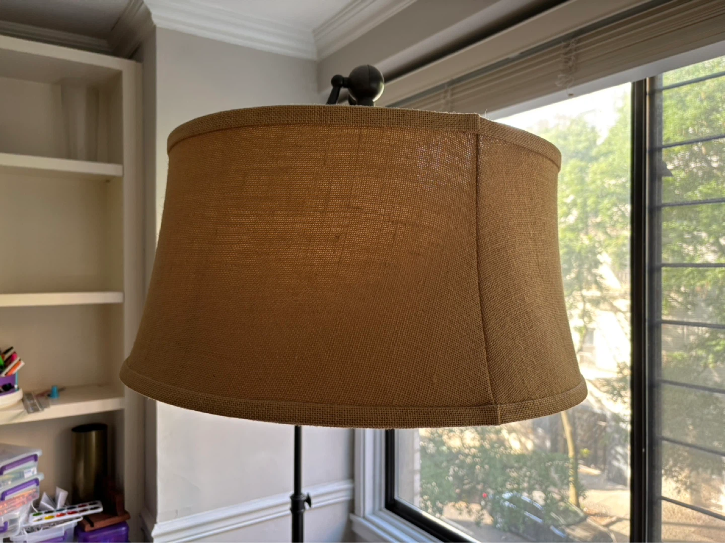 Adjustable Floor Lamp with Burlap Shade - photo 2
