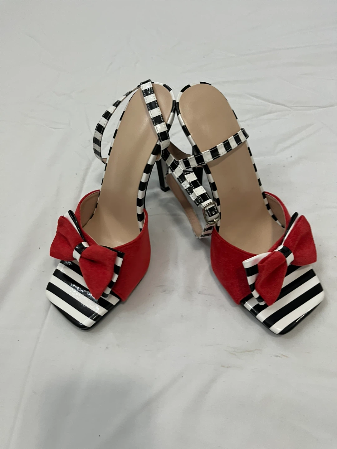 Women's Striped Bow Heels