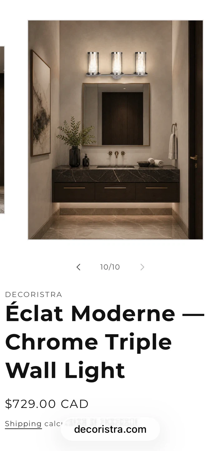 Décoristra Éclat Moderne Chrome Triple Wall Light