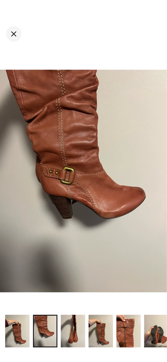 Brown Leather Slouch Boots fossil - photo 2