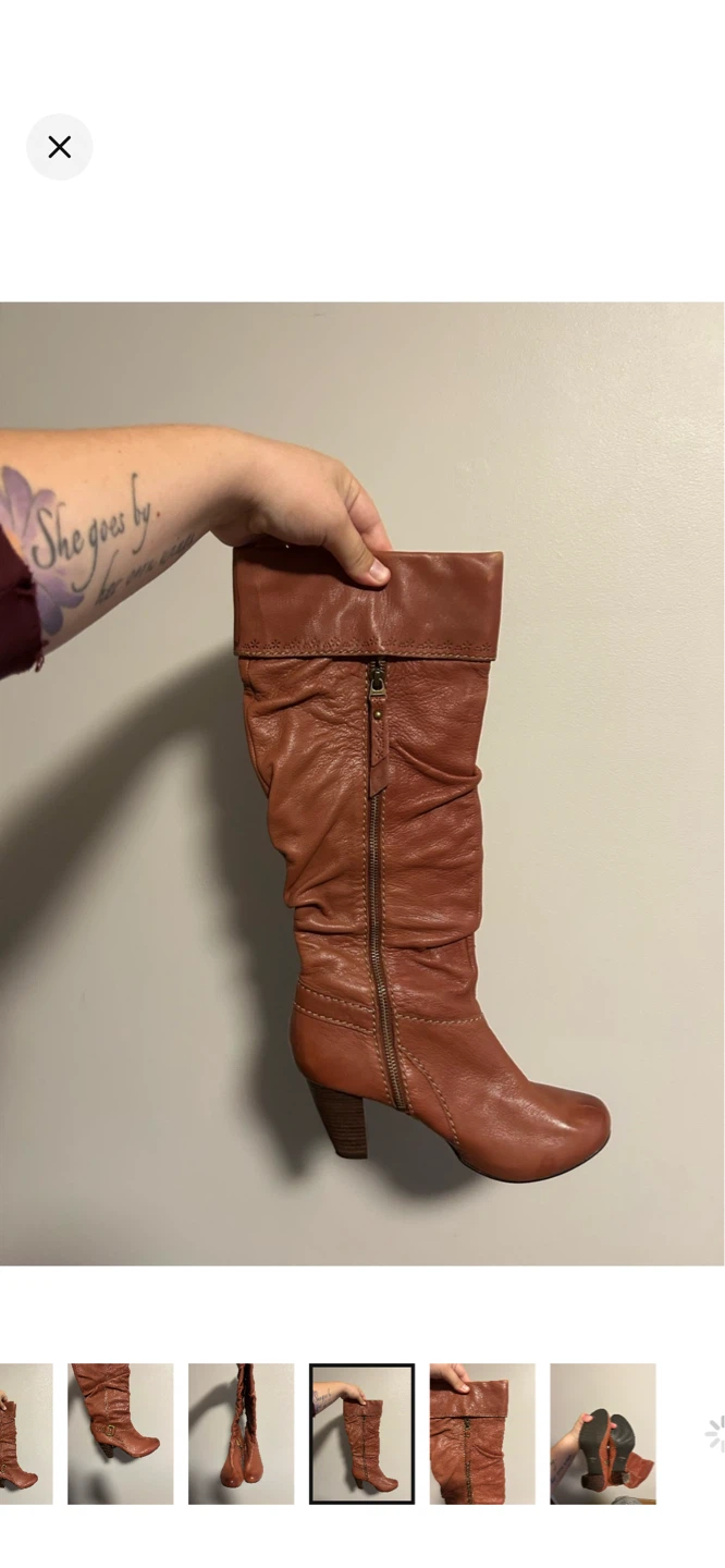 Brown Leather Slouch Boots fossil - photo 4