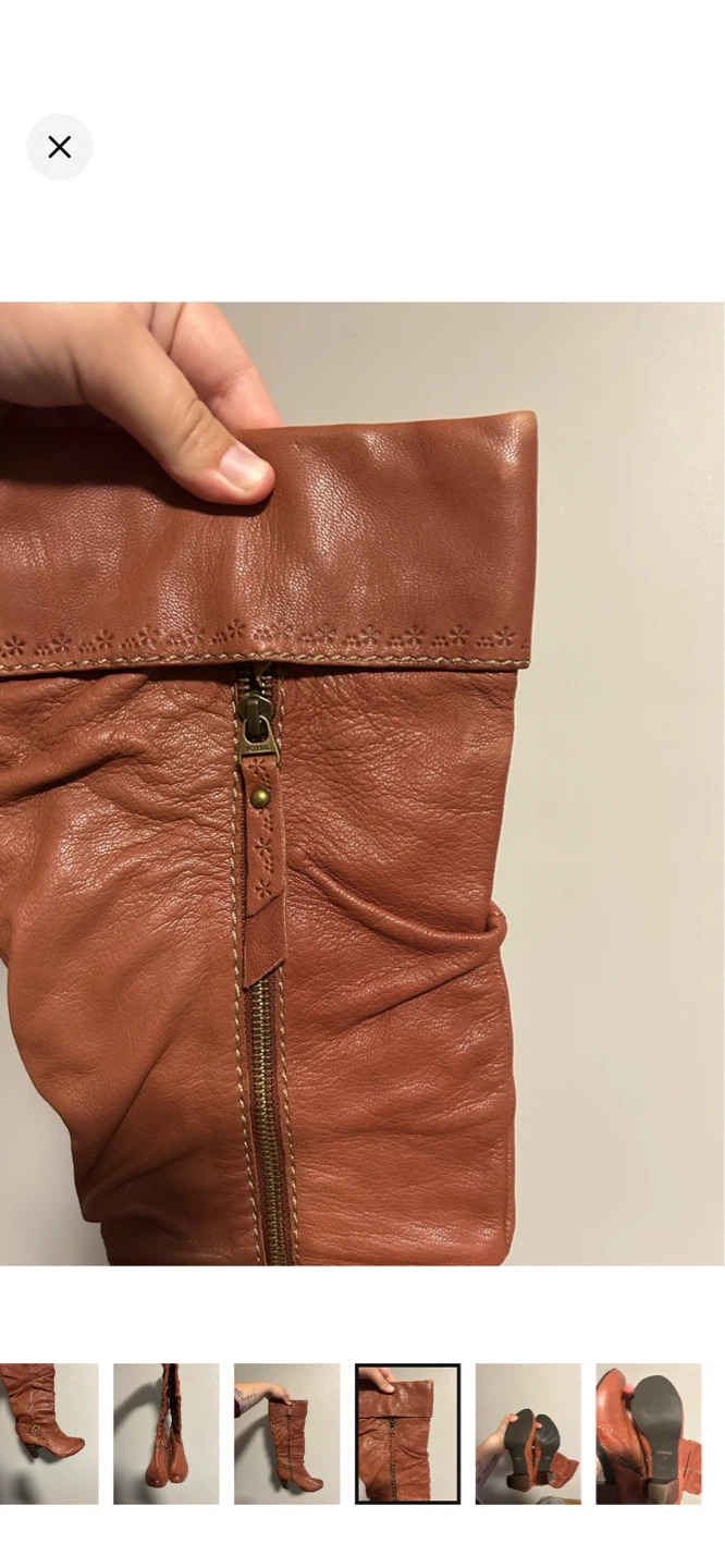 Brown Leather Slouch Boots fossil - photo 5