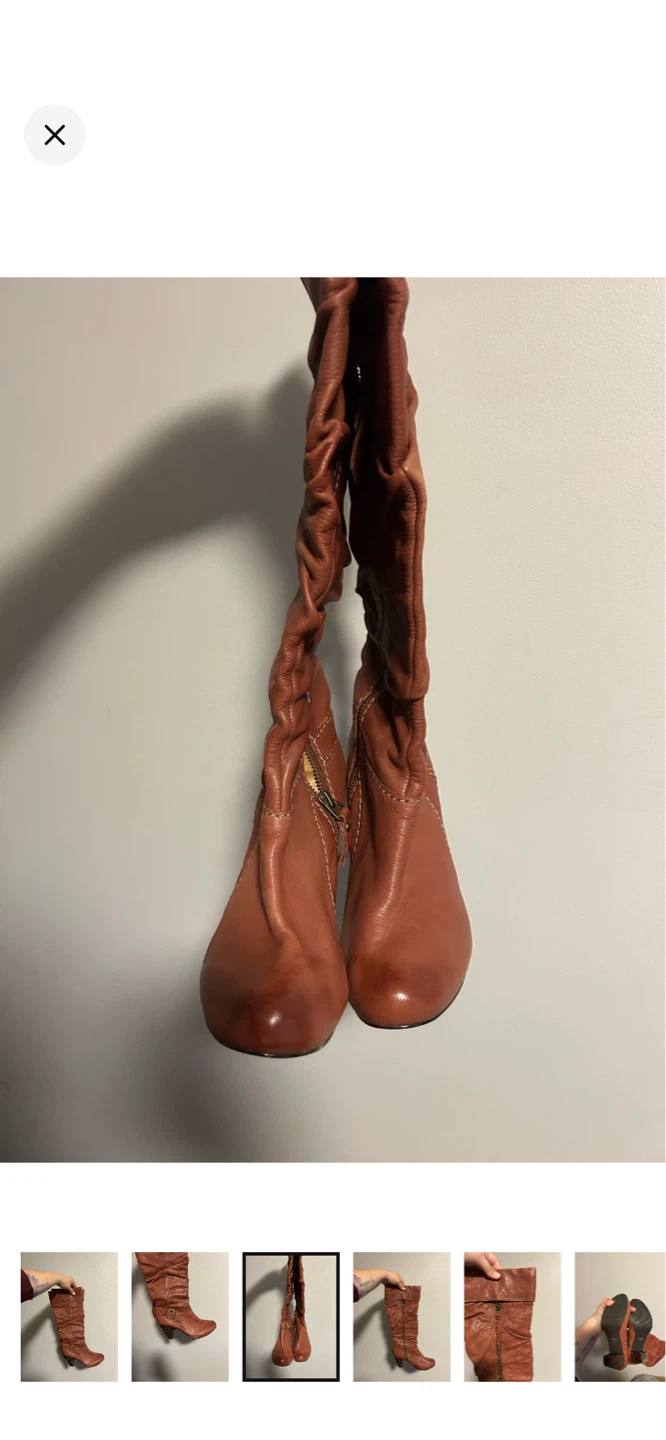 Brown Leather Slouch Boots fossil - photo 3