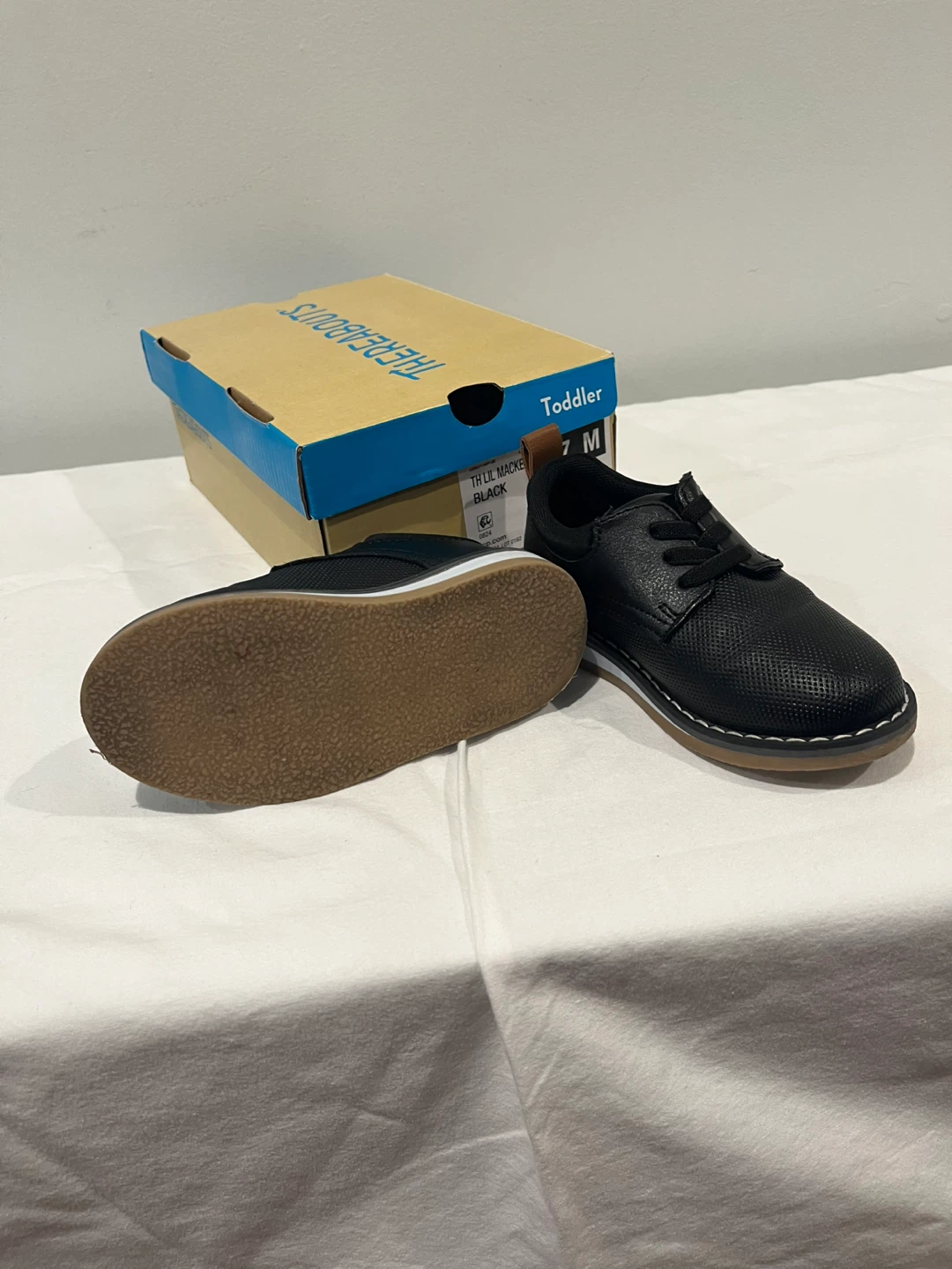 ⚽️Thereabouts Toddler "Lil Mackem" Black Dress Shoes Size 7M - photo 3