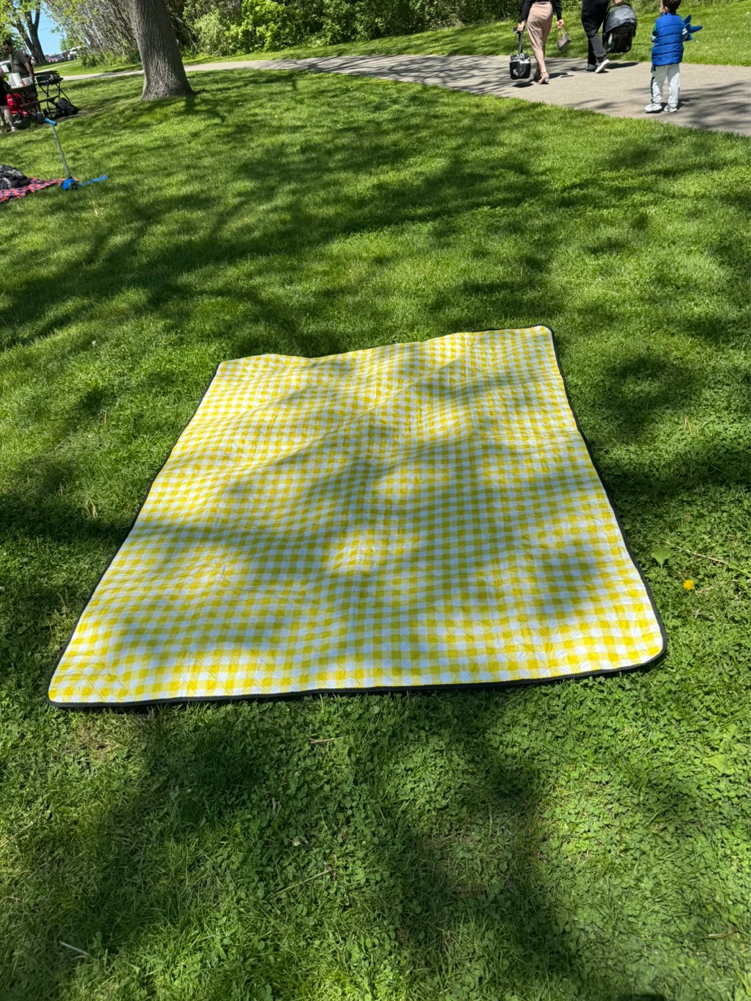 New Outdoor Quilted Gingham Picnic Blanket waterproof - photo 4