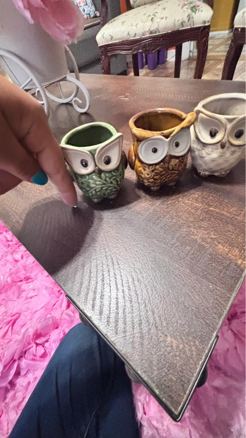 ⚽ Set of 3 Owl Ceramic Planters - photo 3