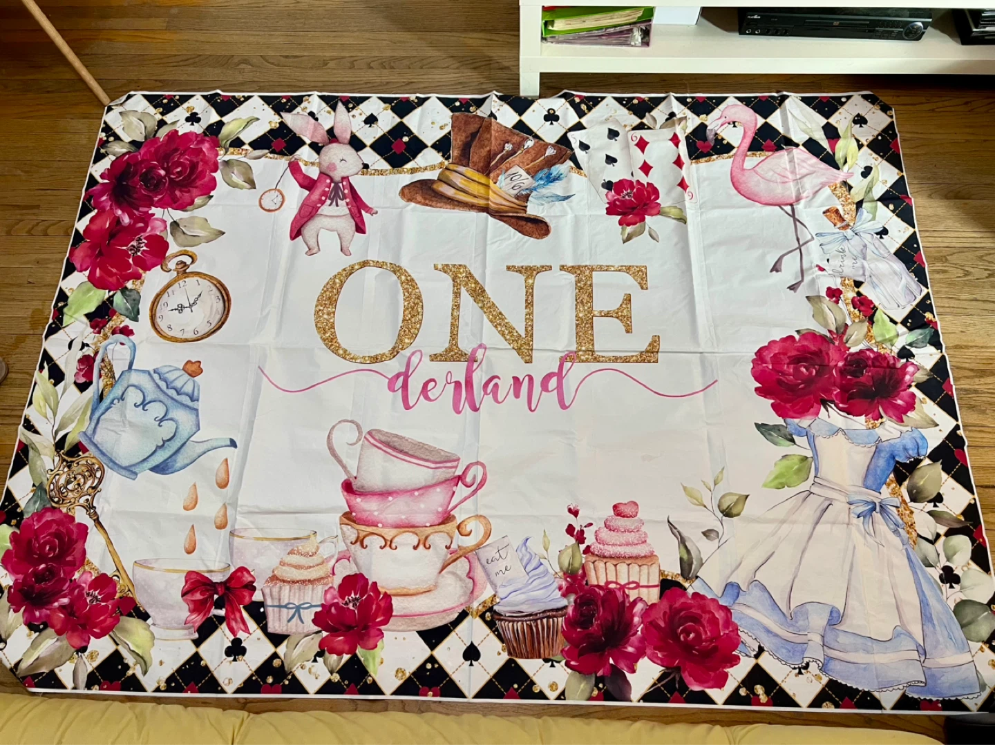 ⚽ Alice in Wonderland "ONEderland" Birthday Backdrop - photo 2