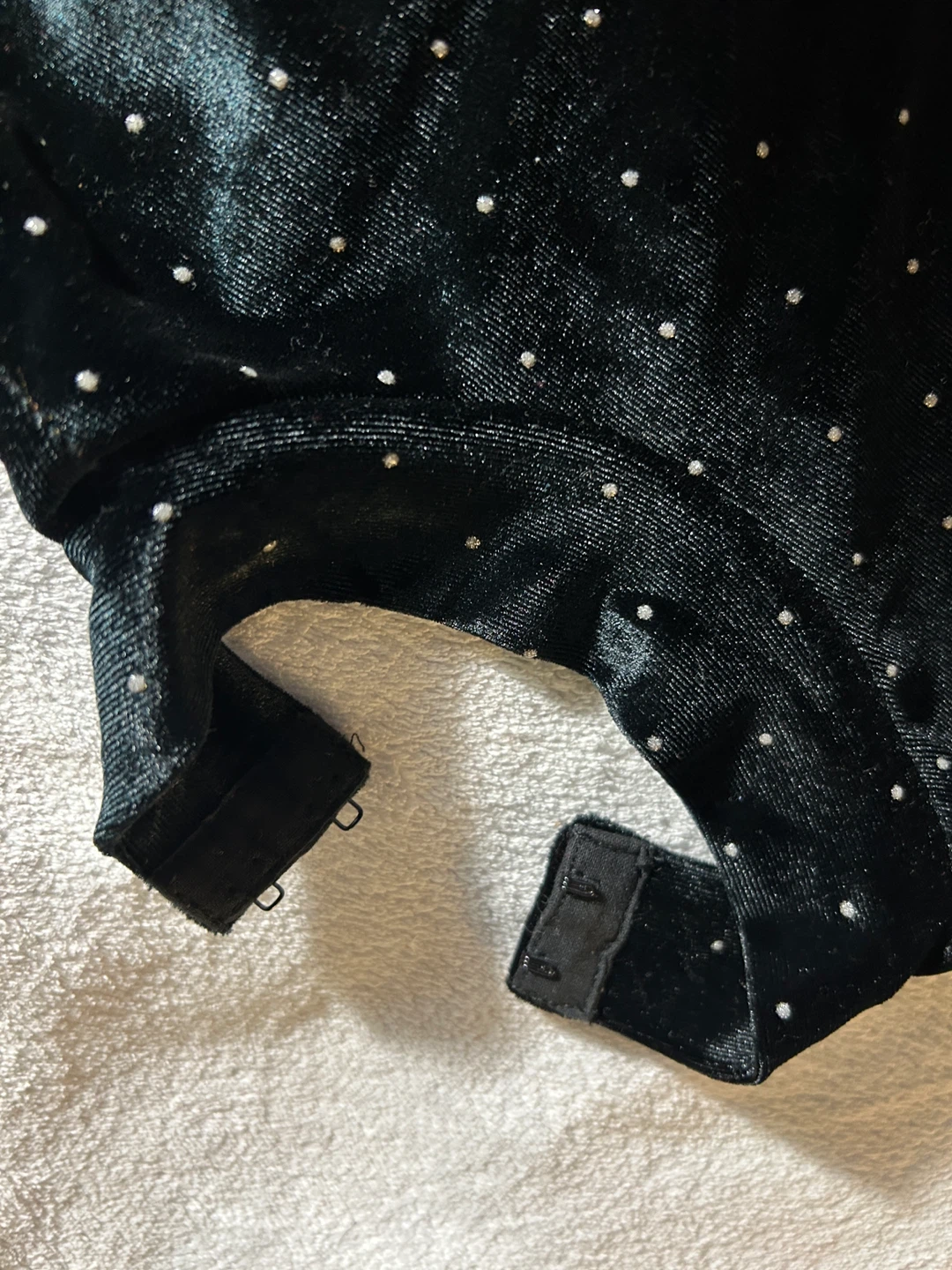 Black Velvet Bodysuit with White Polka Dots - photo 3