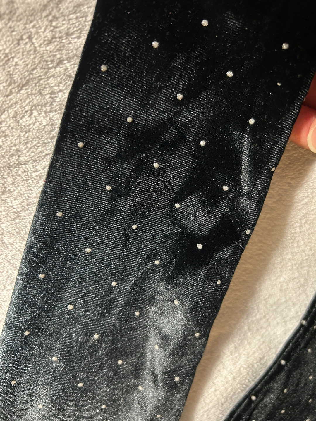 Black Velvet Bodysuit with White Polka Dots - photo 2