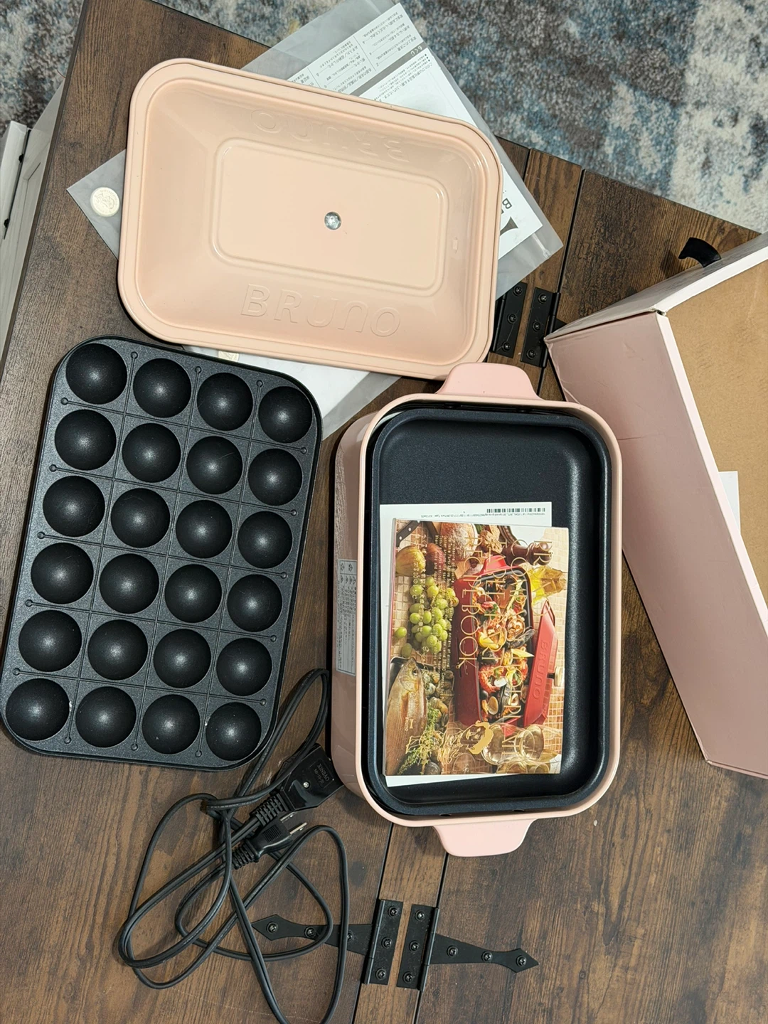 BRUNO Hot Plate Multi Cooker Pink | Takoyaki Tray Included - photo 2