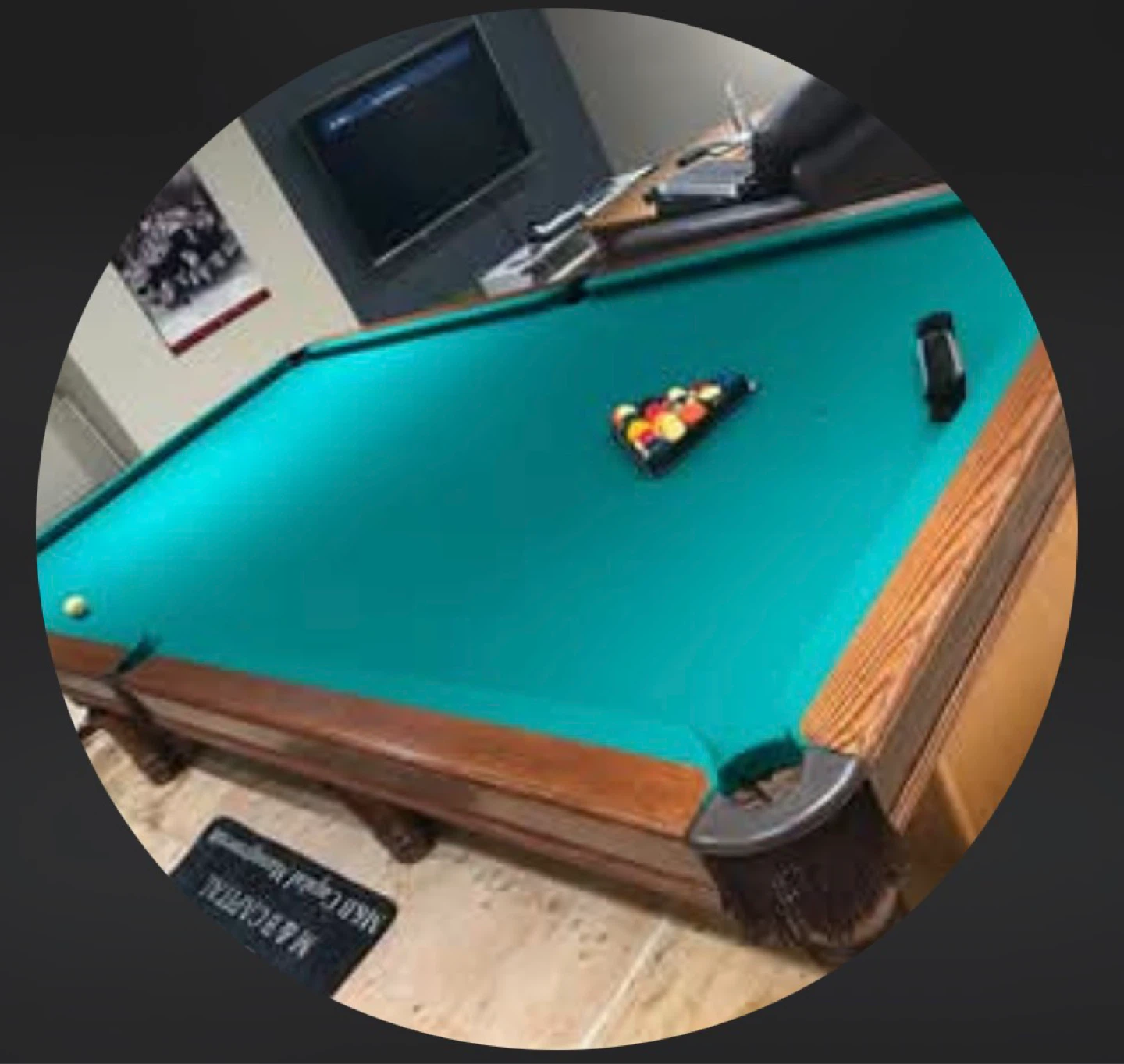 Full Size 3 Slate Pool Table with Balls and Rack