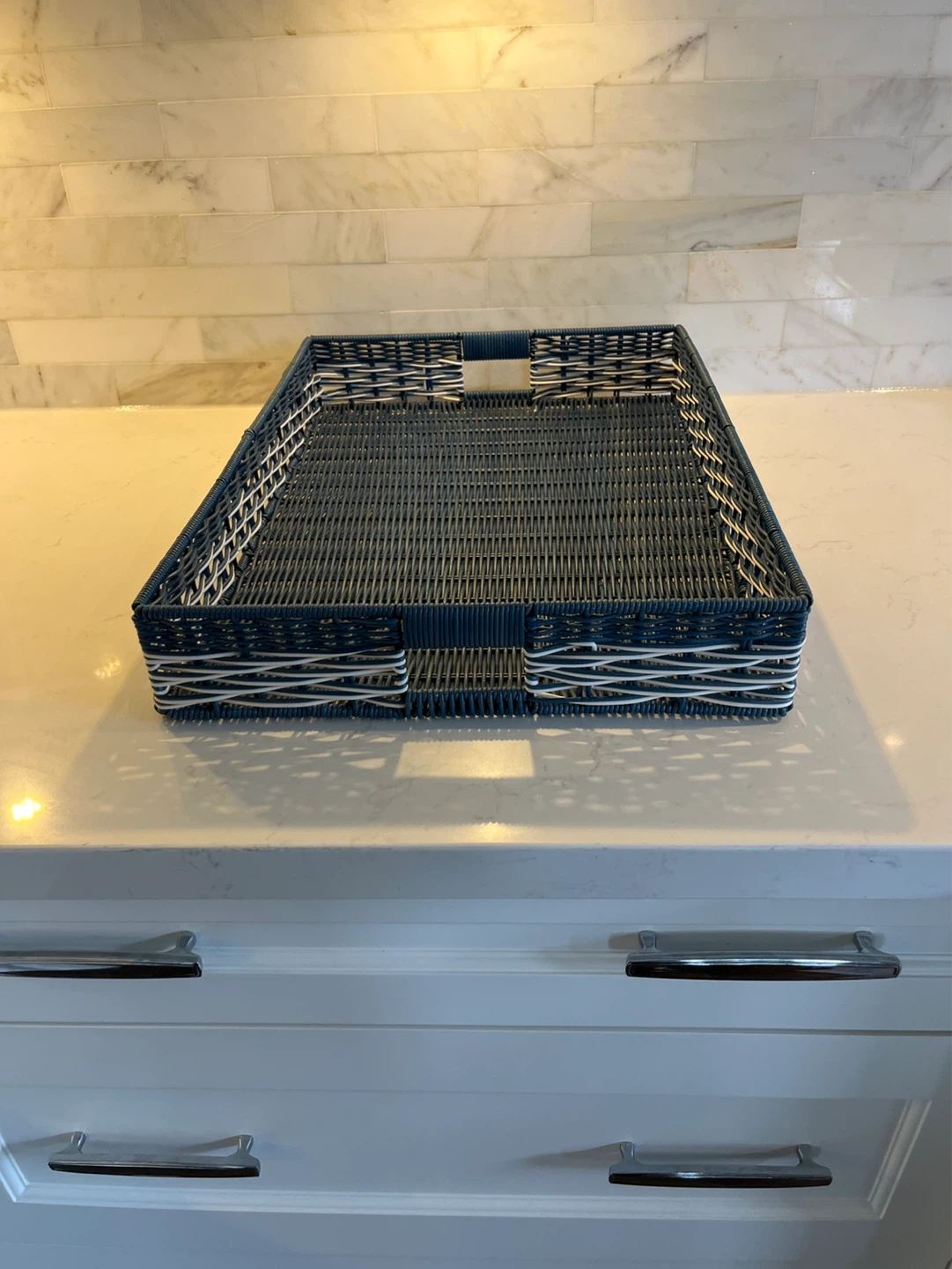 Blue Woven Tray with Handles - photo 3