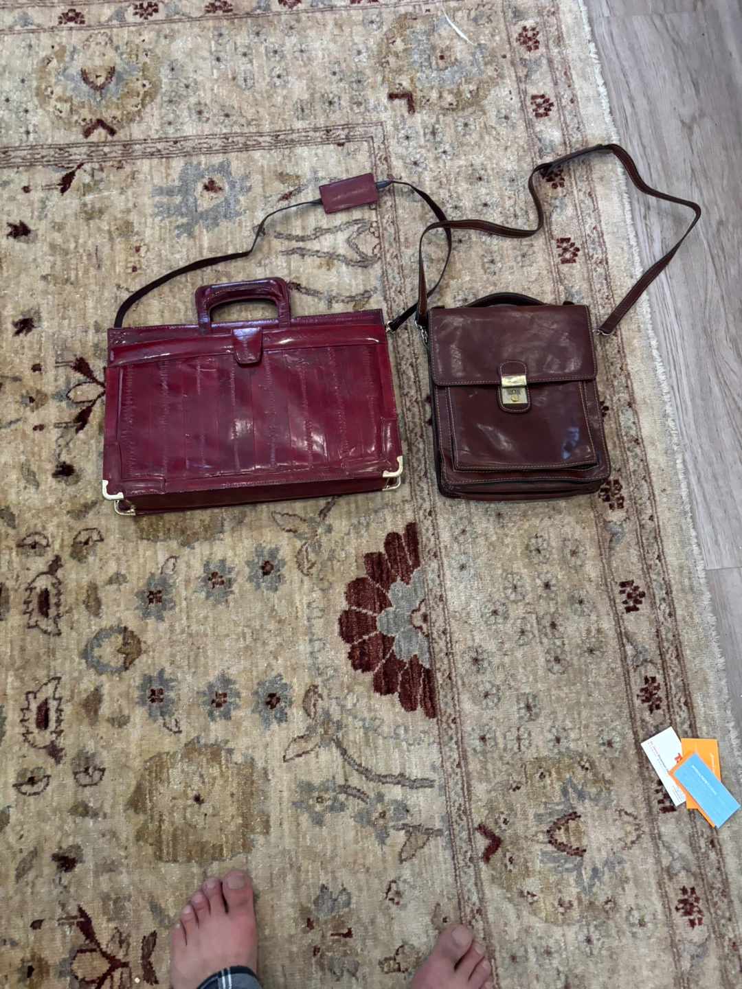 Tony Perotti Leather Briefcase and Eel Skin Portfolio