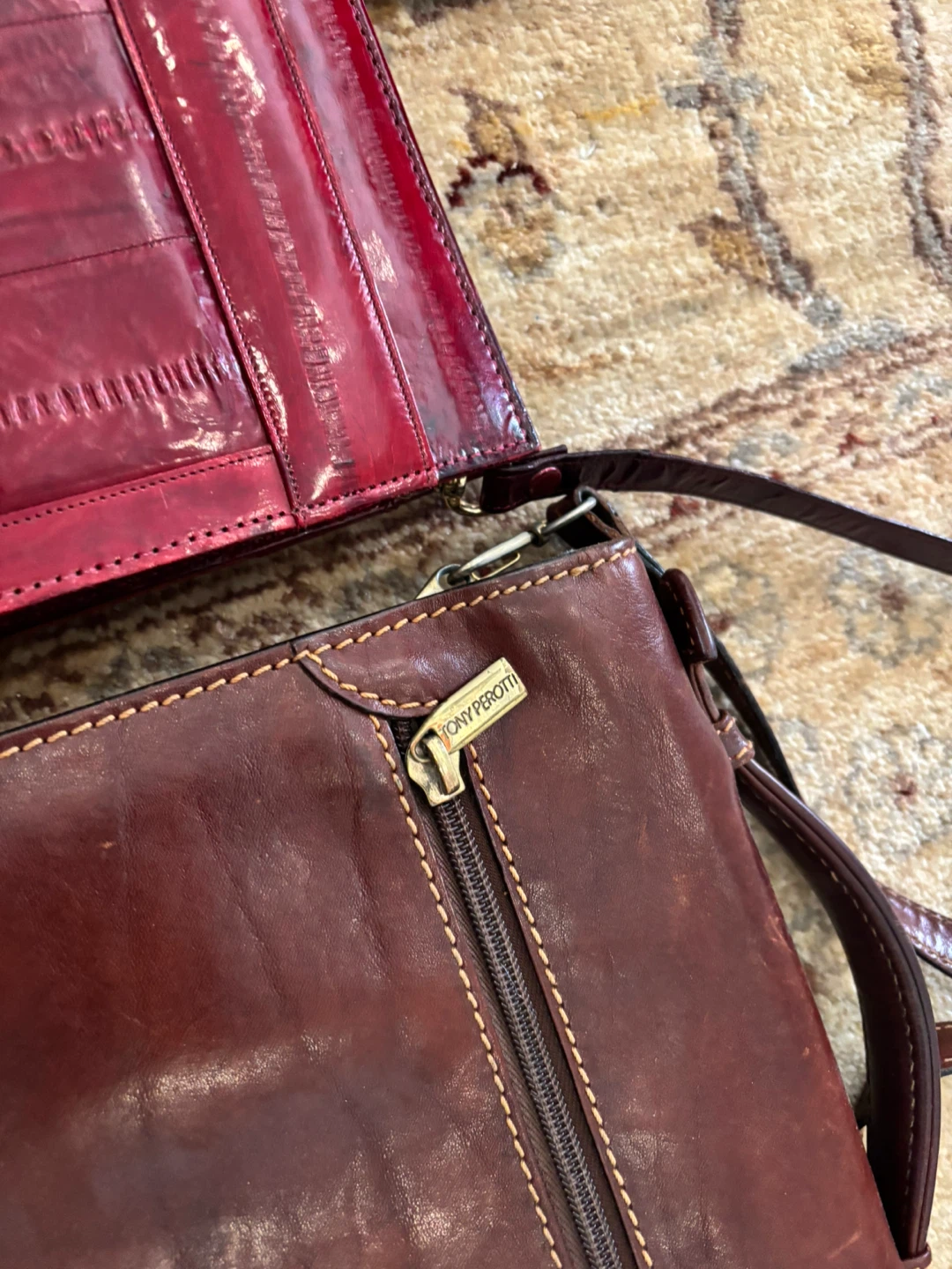 Tony Perotti Leather Briefcase and Eel Skin Portfolio - photo 3