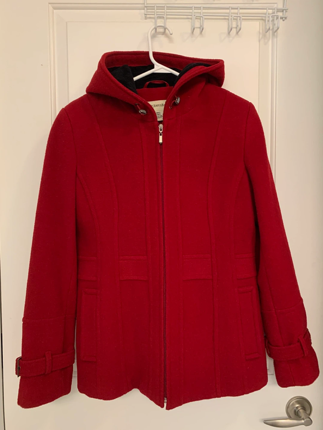⚽️ St. John's Bay Red Hooded Wool Blend Coat