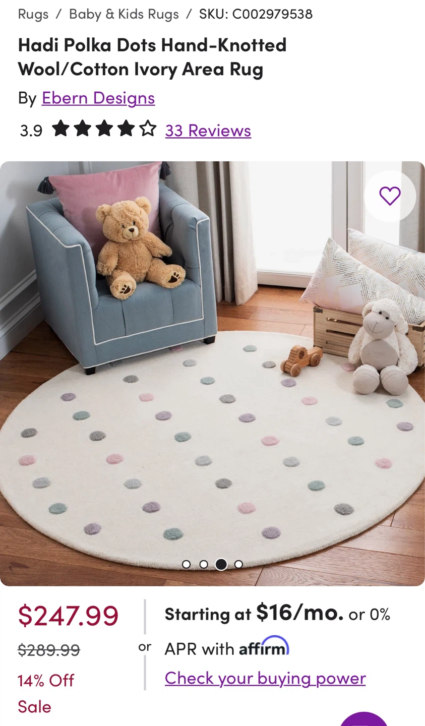 Polka Dots Area Rug - Ivory