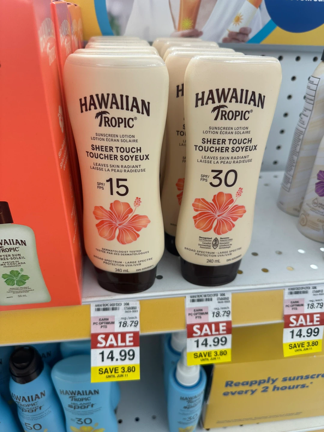 ⚽️Hawaiian Tropic Sheer Touch Sunscreen Lotion SPF 15 240 mL