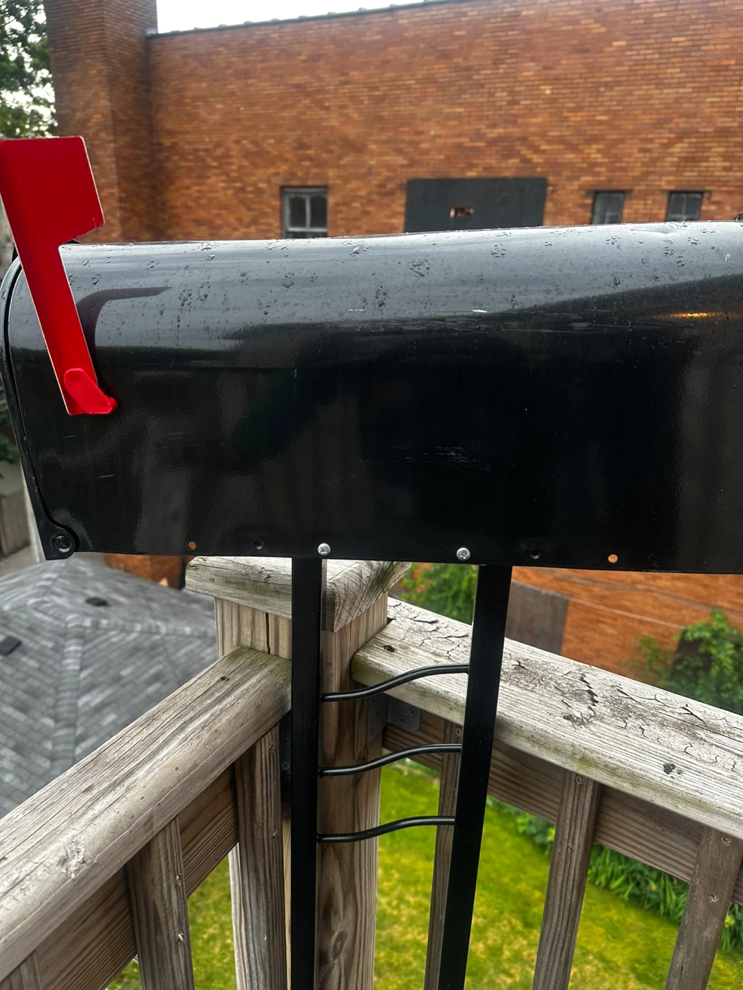 Black U.S. Mailbox with Flag - photo 3