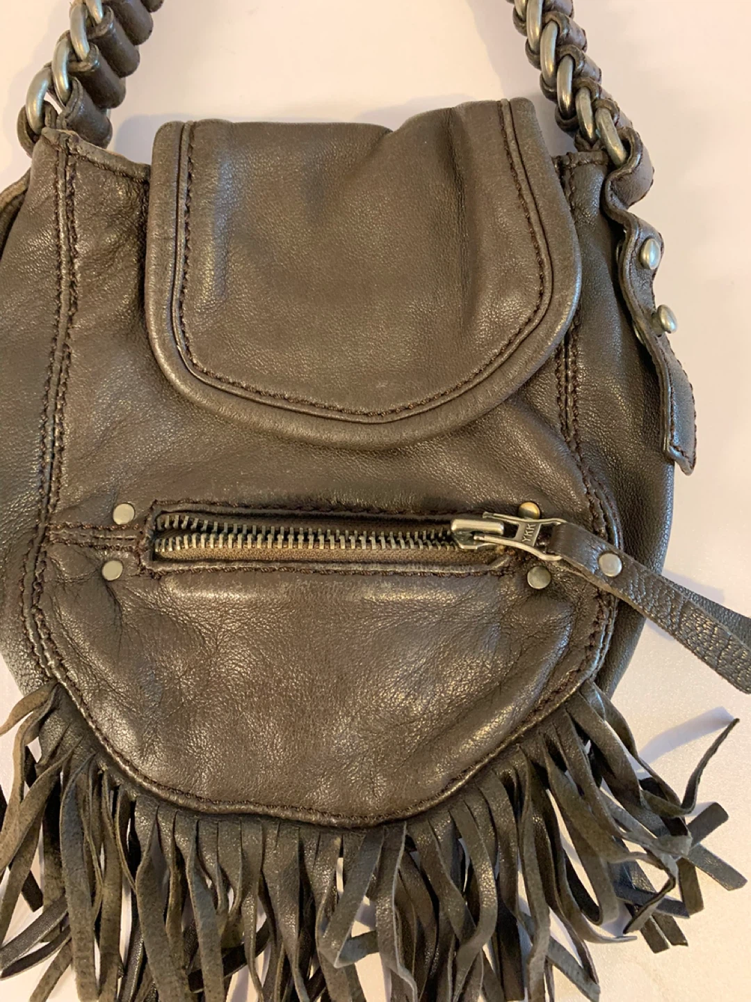 ⚽️ Danier Genuine Leather Crossbody Bag with Fringe - photo 3