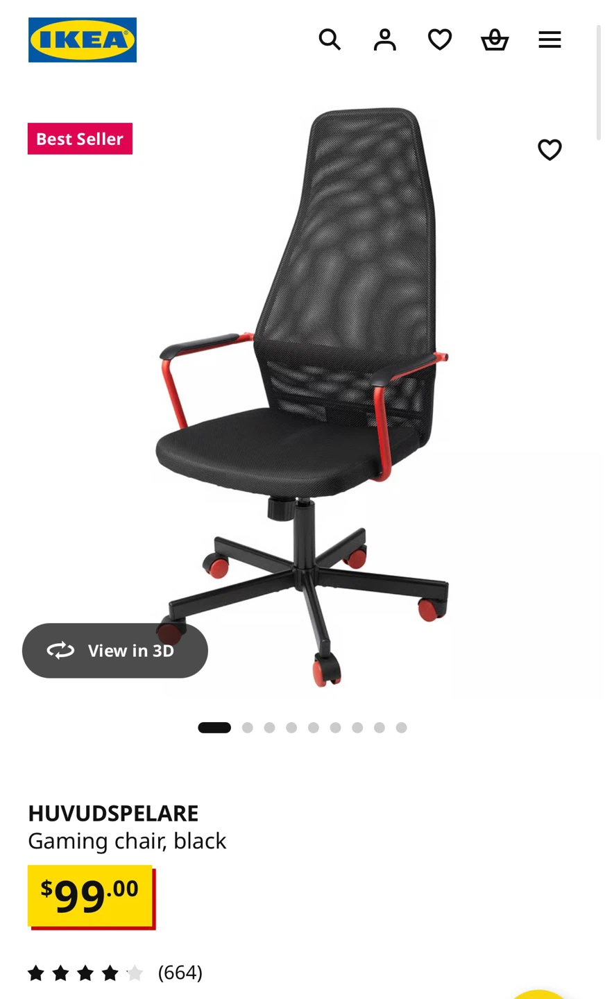 IKEA HUVDSPELARE Gaming Chair - Black - photo 2