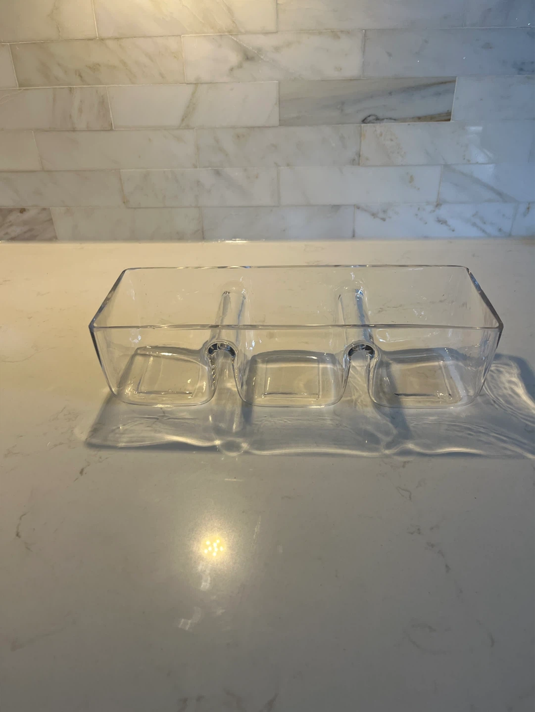 Clear Glass 3-Compartment Condiment/Organizer Tray