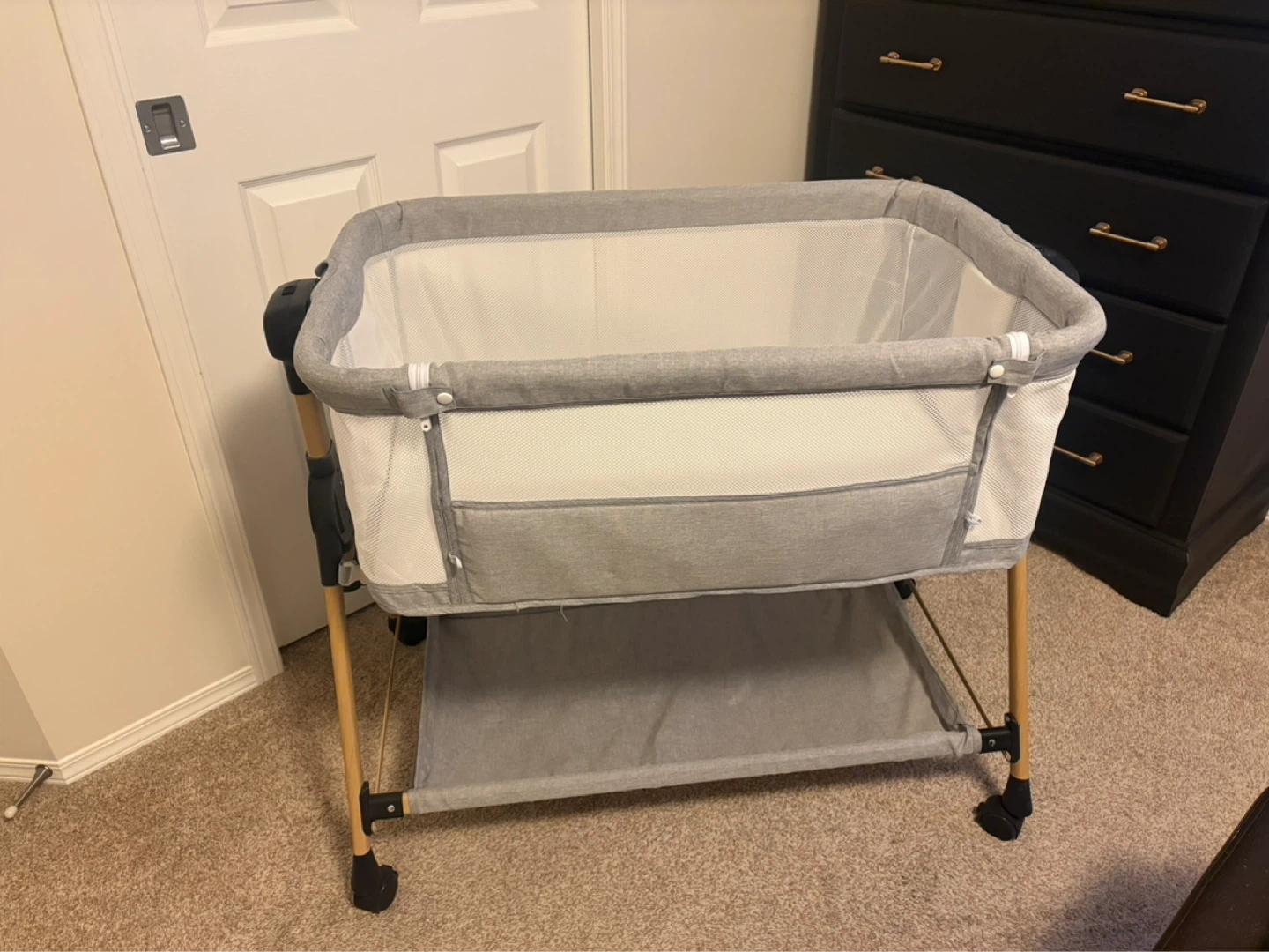 Grey Bassinet with Wheels