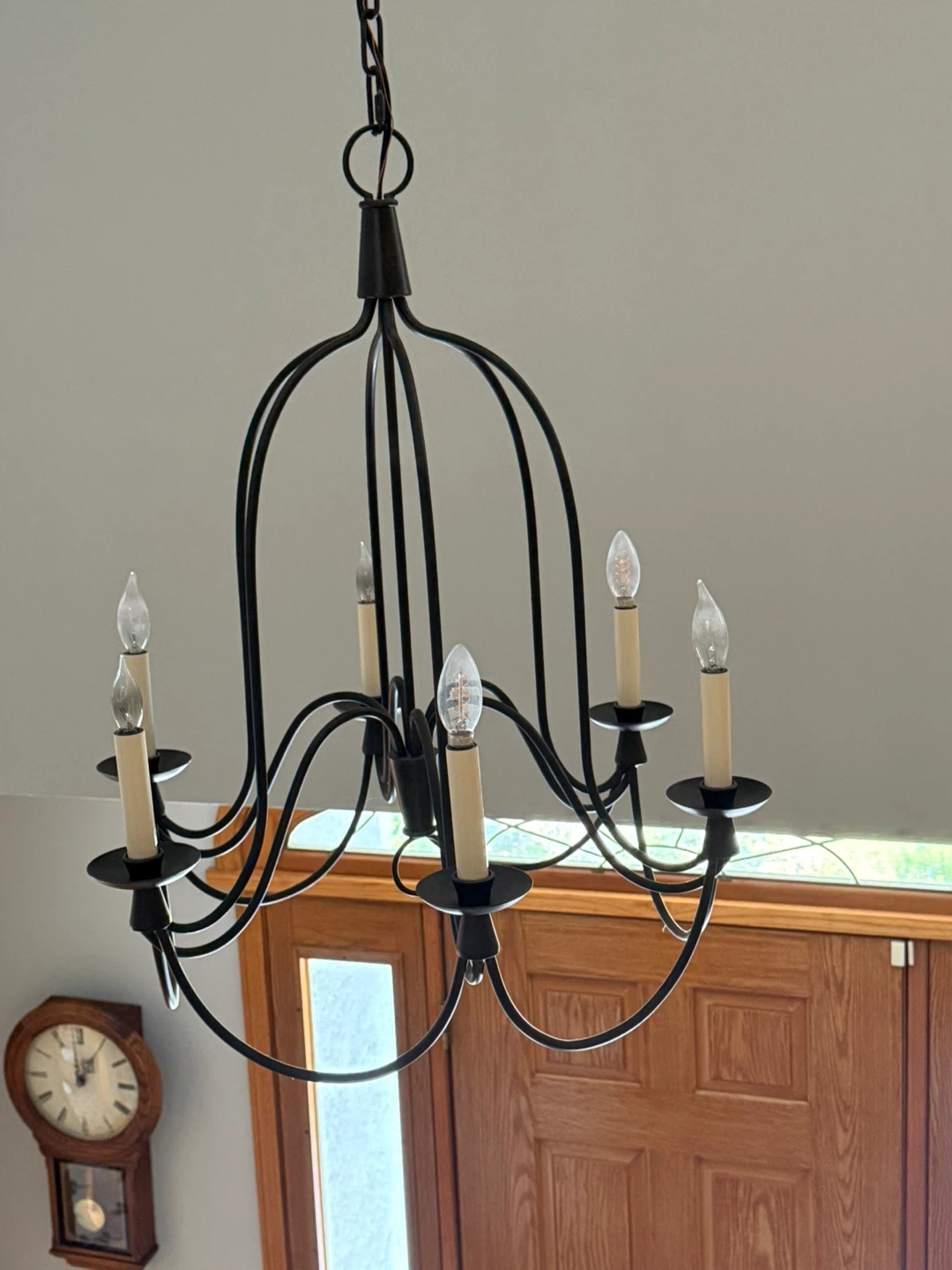 Black wrought iron 6 bulb chandelier - photo 2