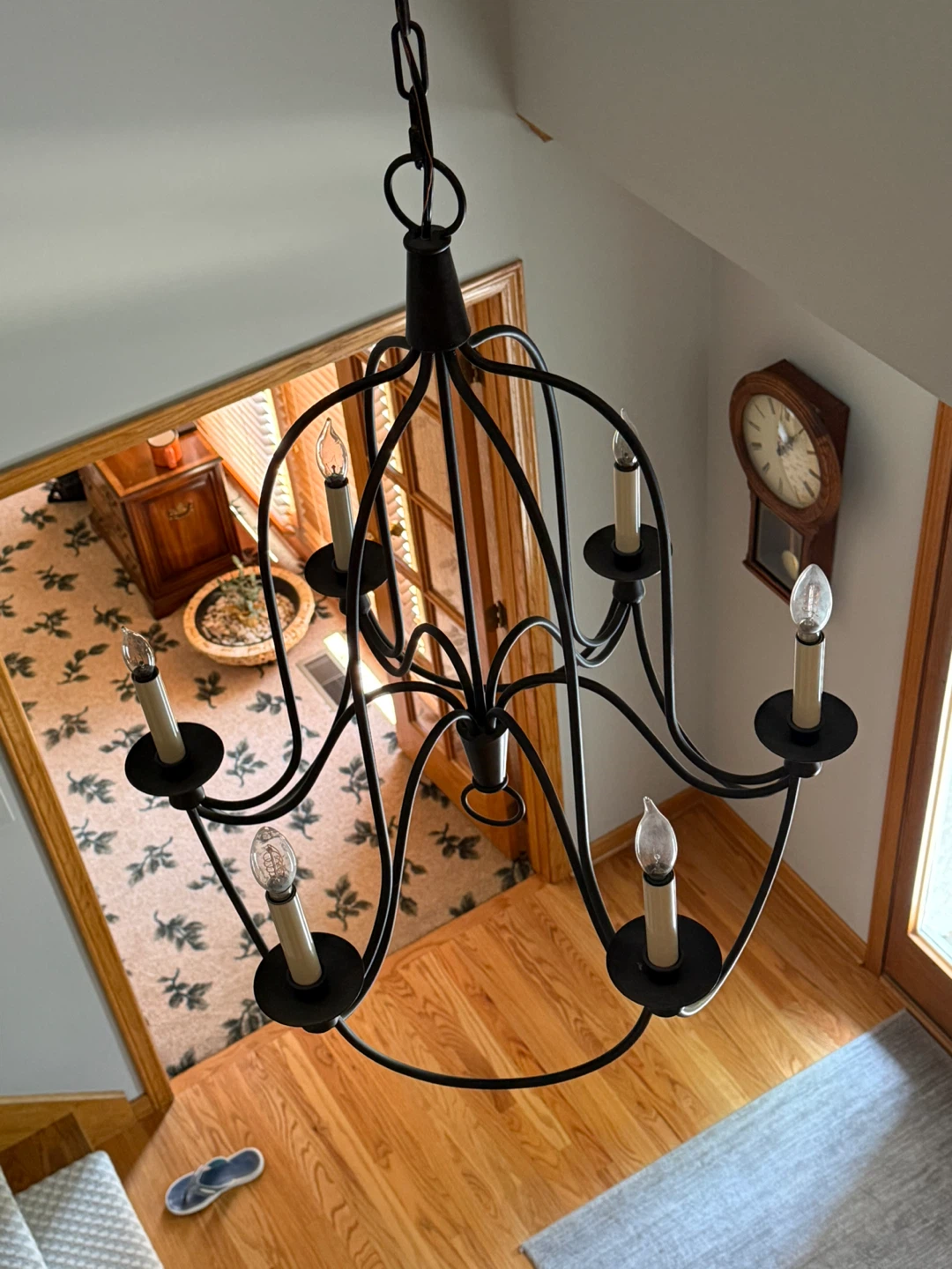 Black wrought iron 6 bulb chandelier - photo 3