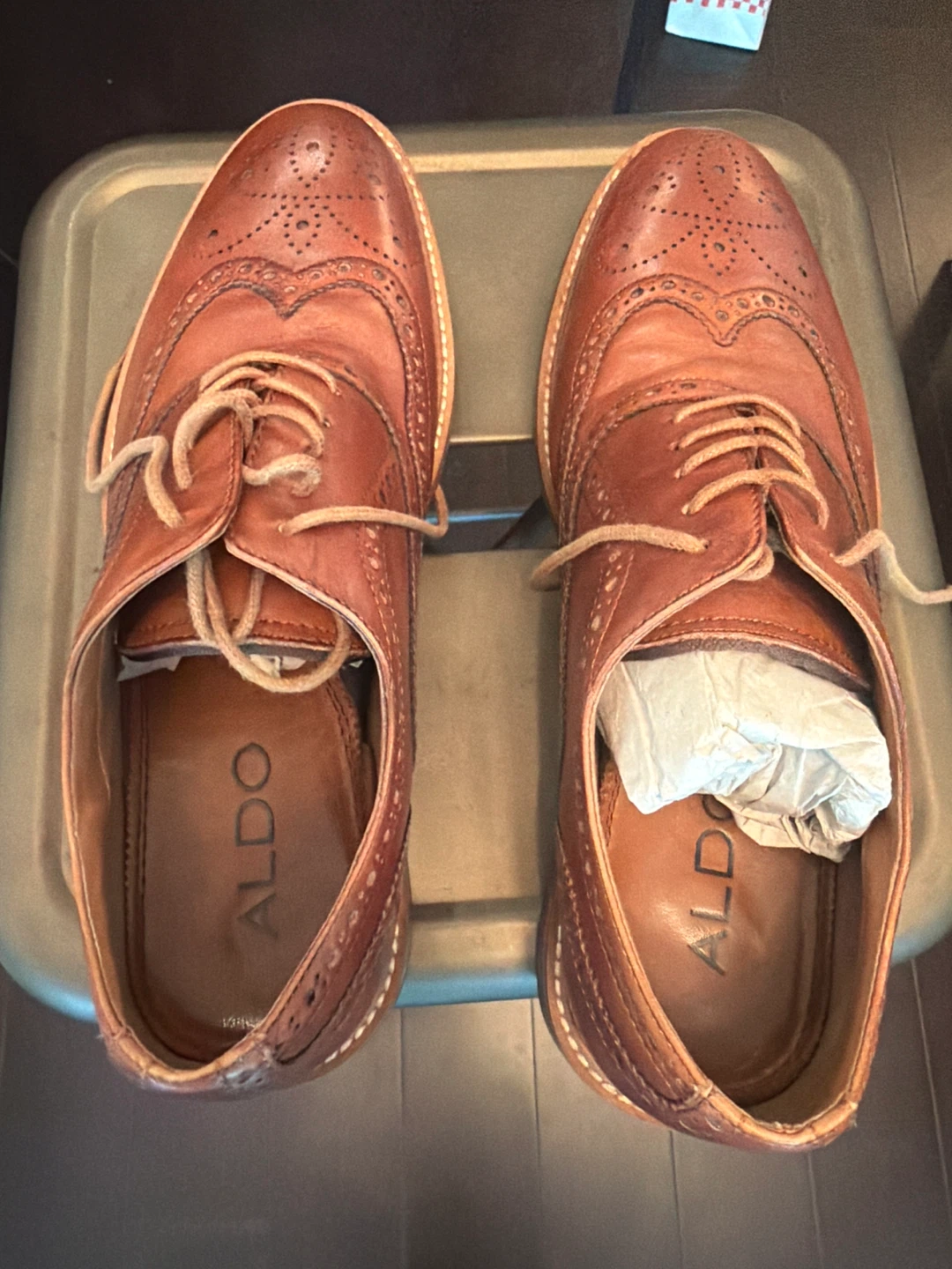 ALDO Brown Leather Wingtip Oxford Shoes - photo 3